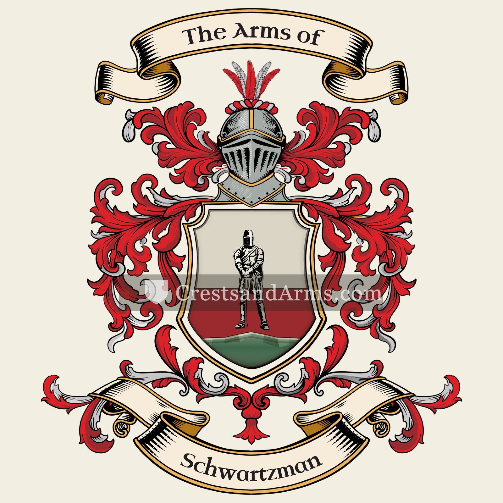 The Schwartzman coat of arms, drawn from the recorded blazon