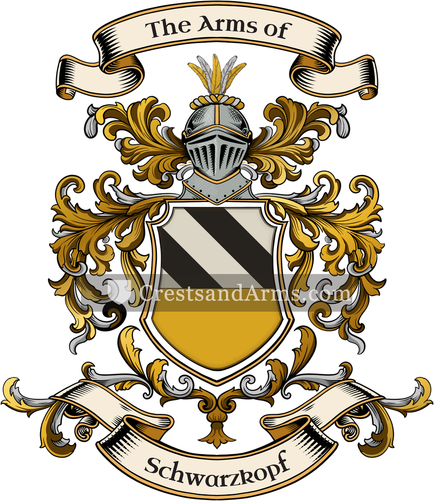 The Schwarzkopf coat of arms, drawn from the recorded blazon