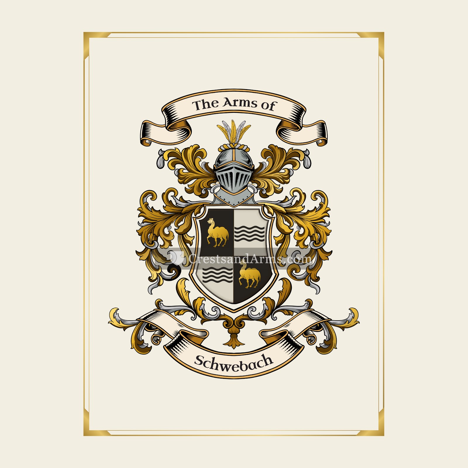 With gold border