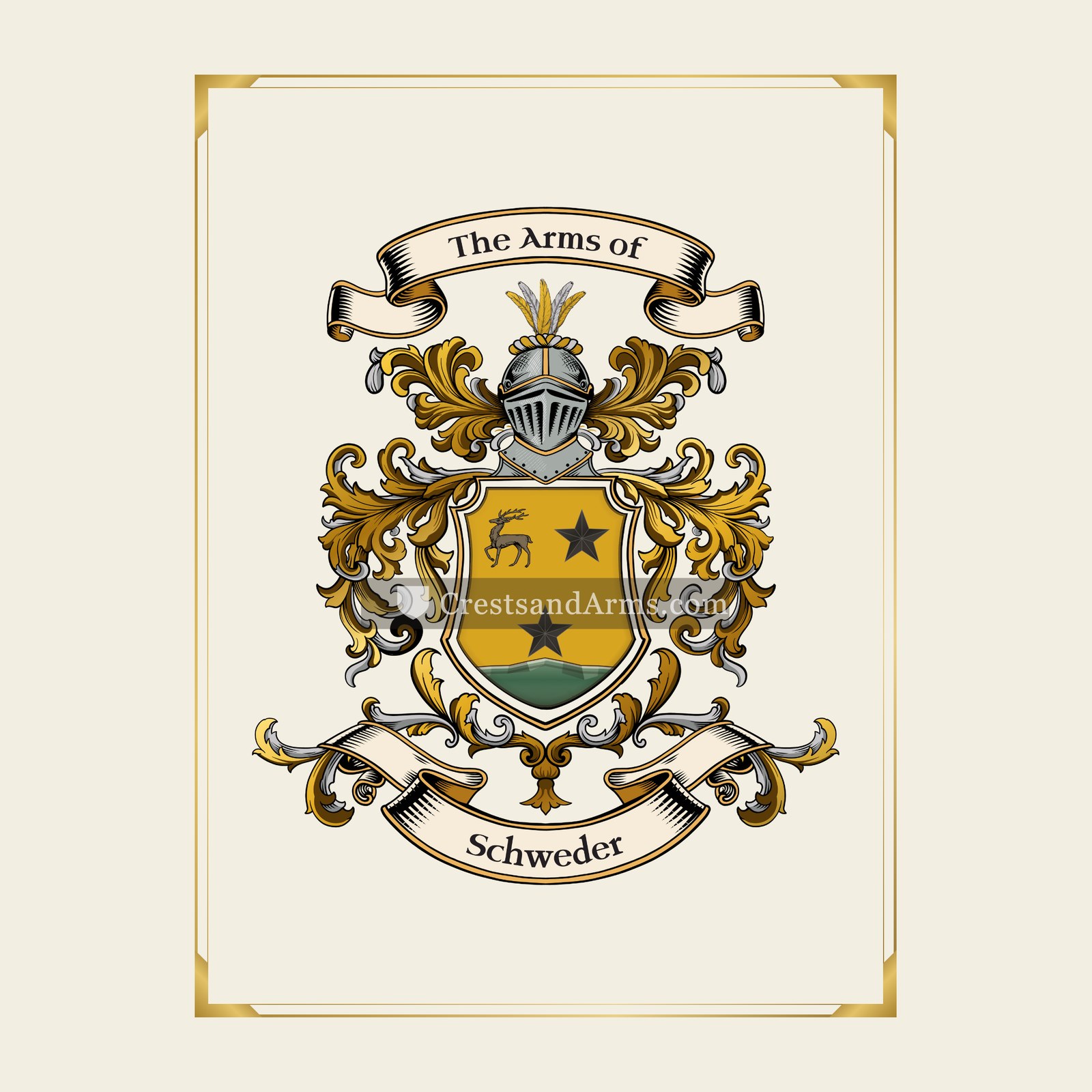 With gold border