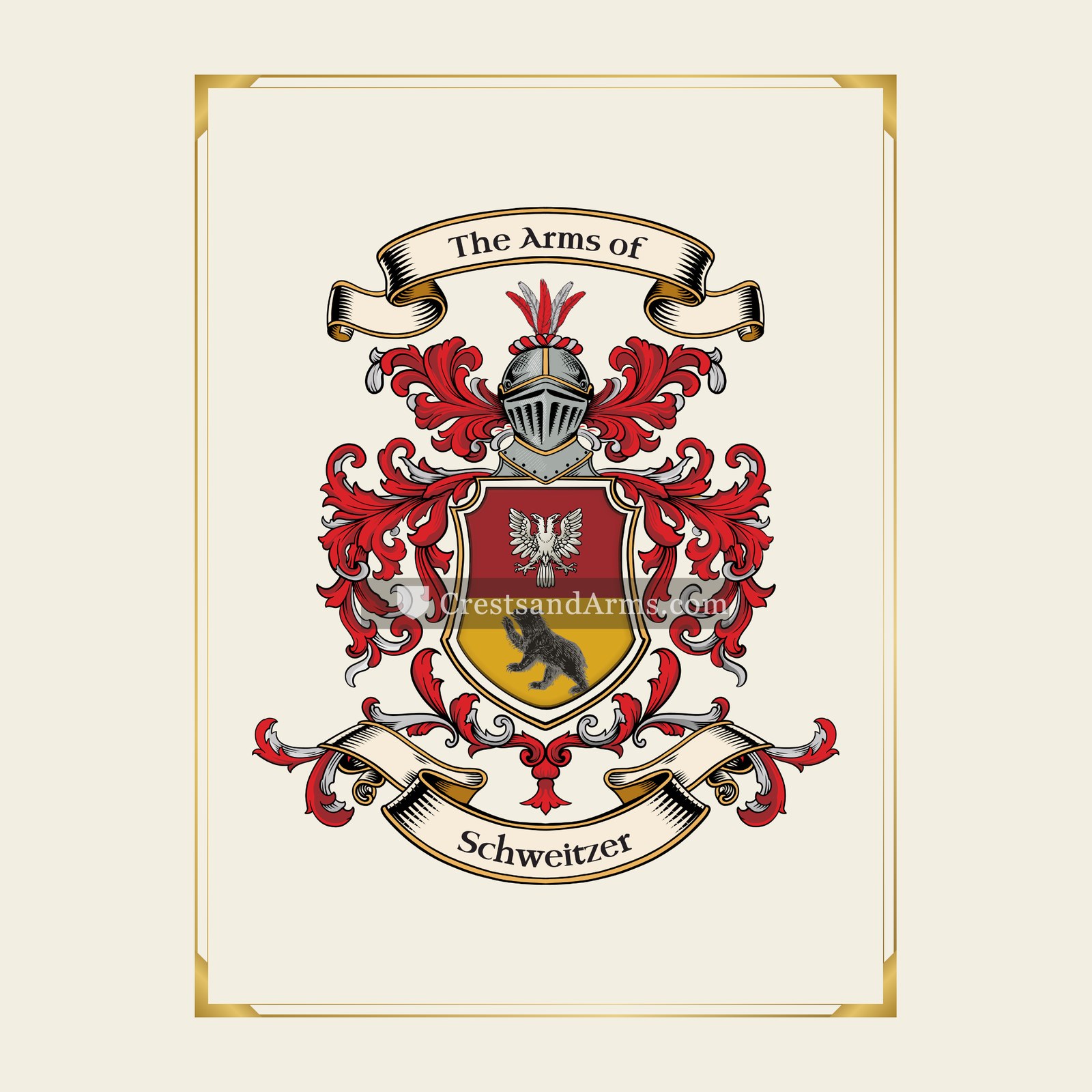 With gold border