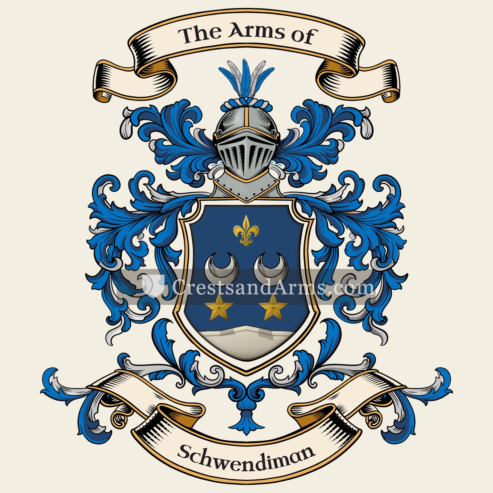 The Schwendiman coat of arms, drawn from the recorded blazon