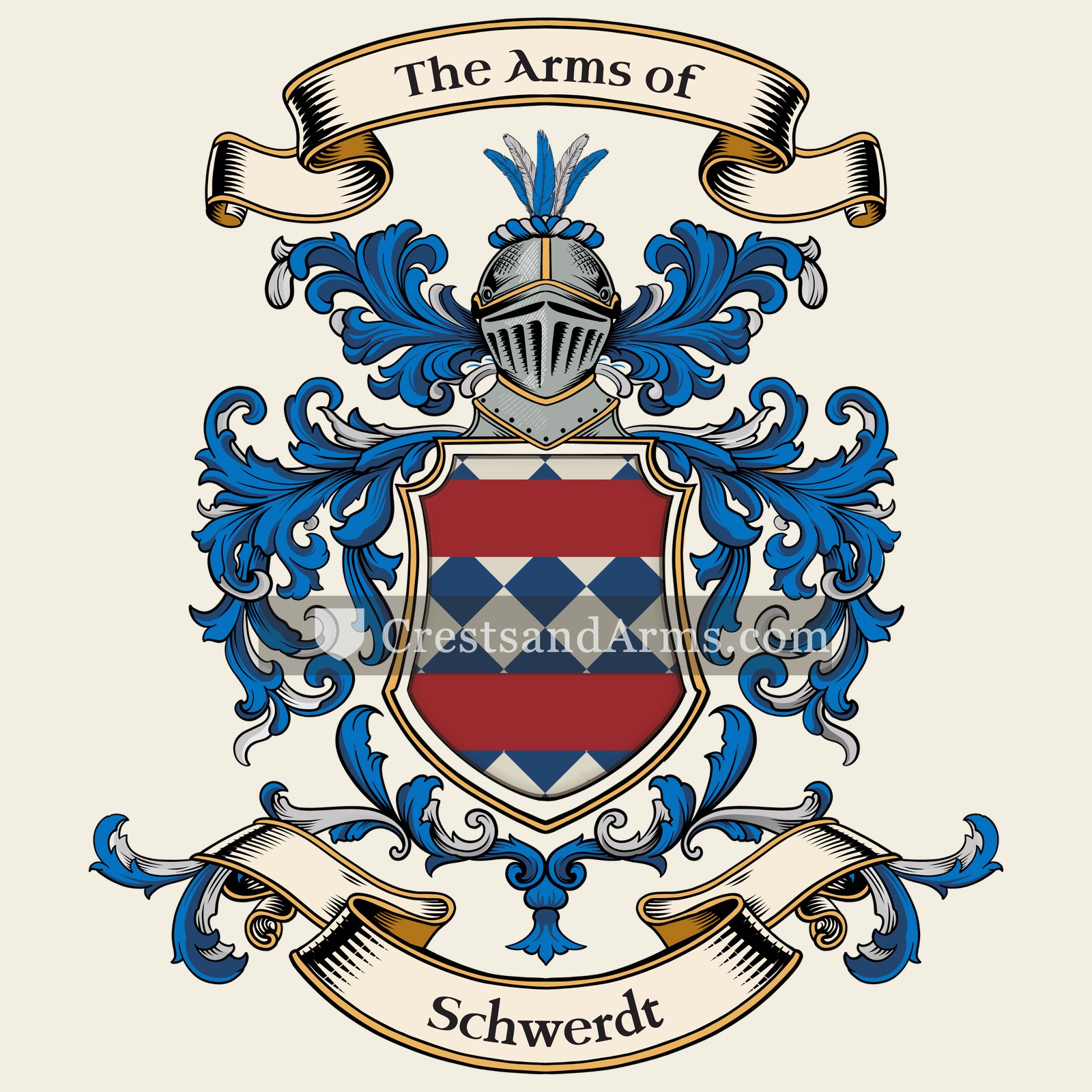 The Schwerdt coat of arms, drawn from the recorded blazon