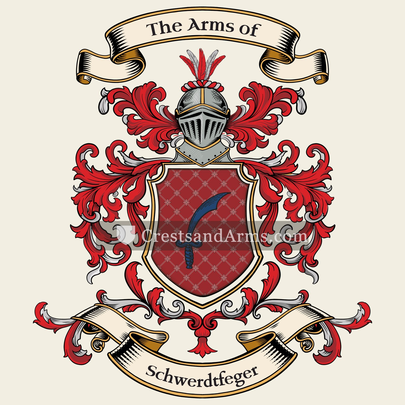 The Schwerdtfeger coat of arms, drawn from the recorded blazon