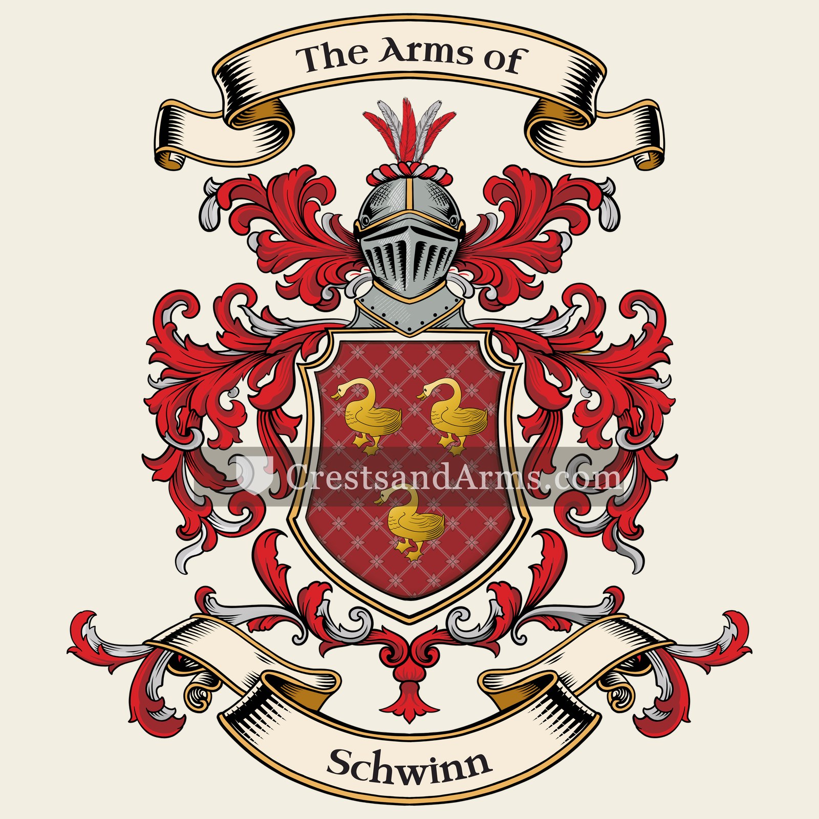 The Schwinn coat of arms, drawn from the recorded blazon