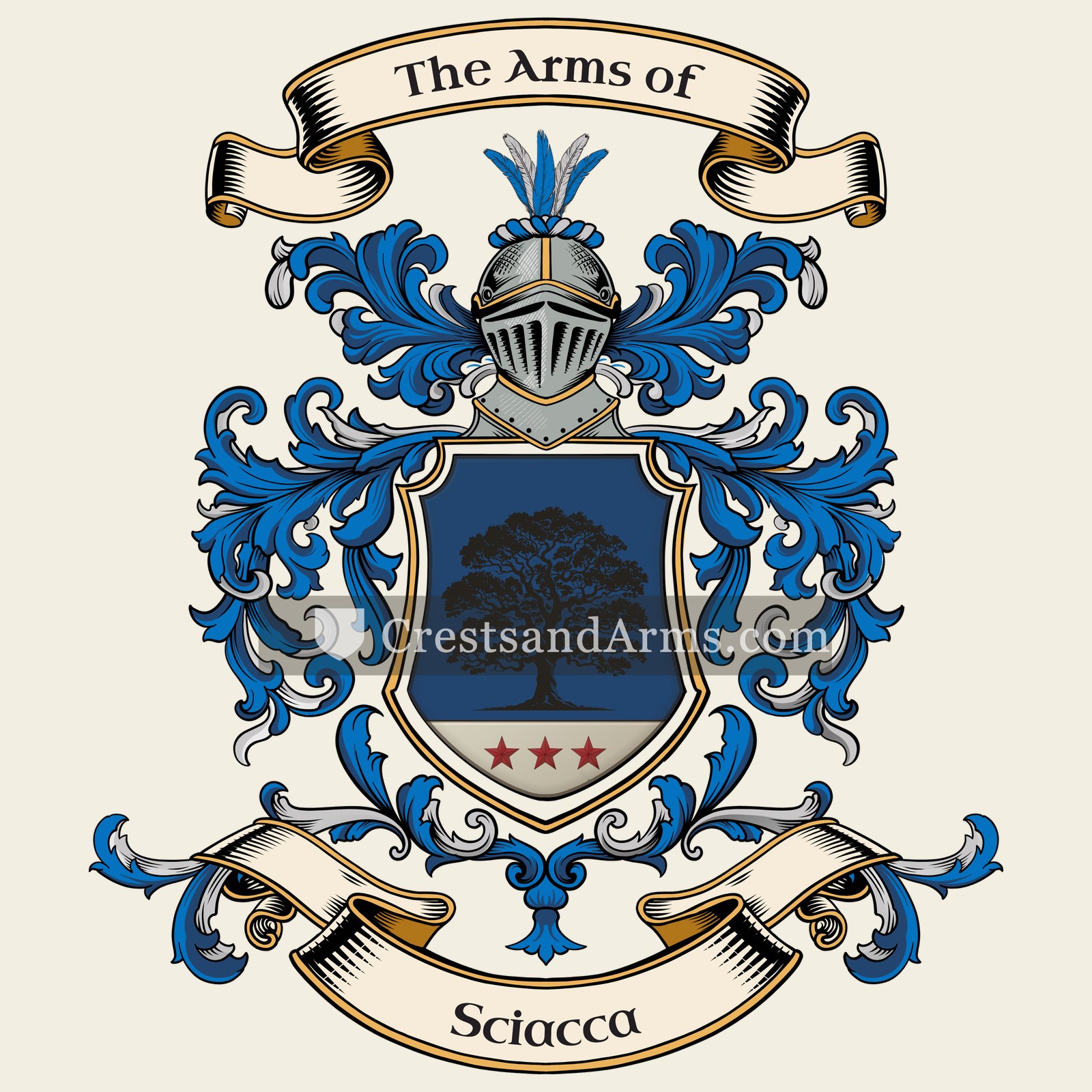 The Sciacca coat of arms, drawn from the recorded blazon