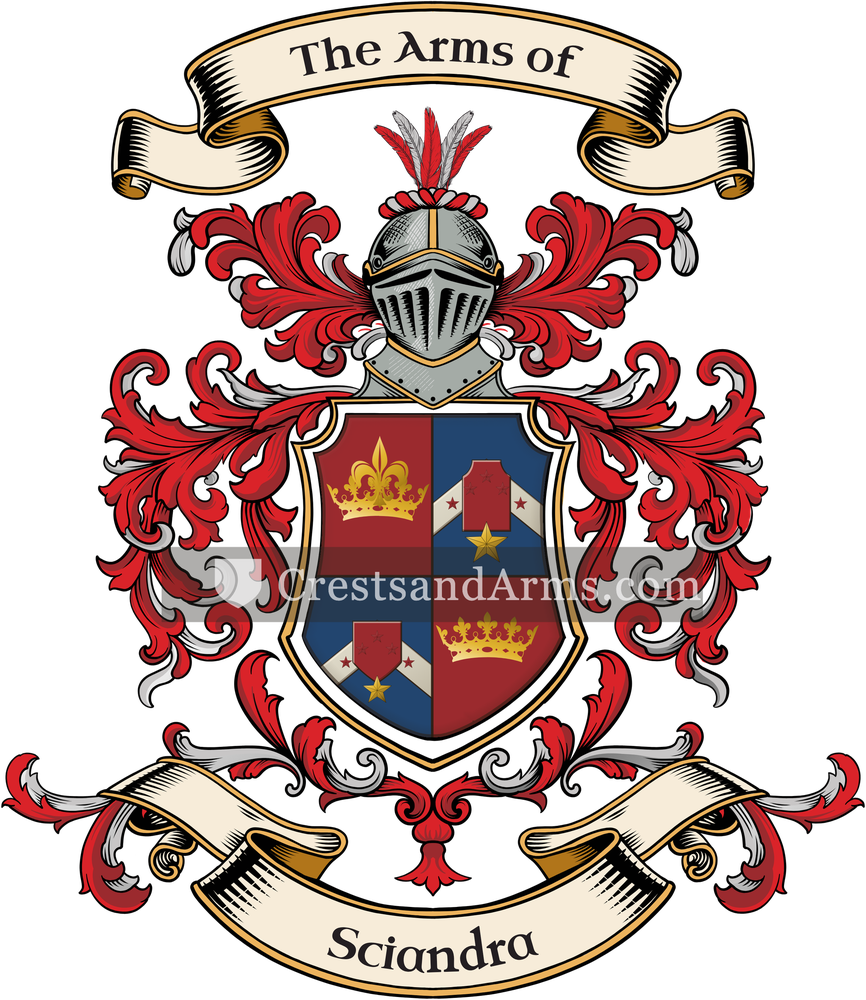The Sciandra coat of arms, drawn from the recorded blazon