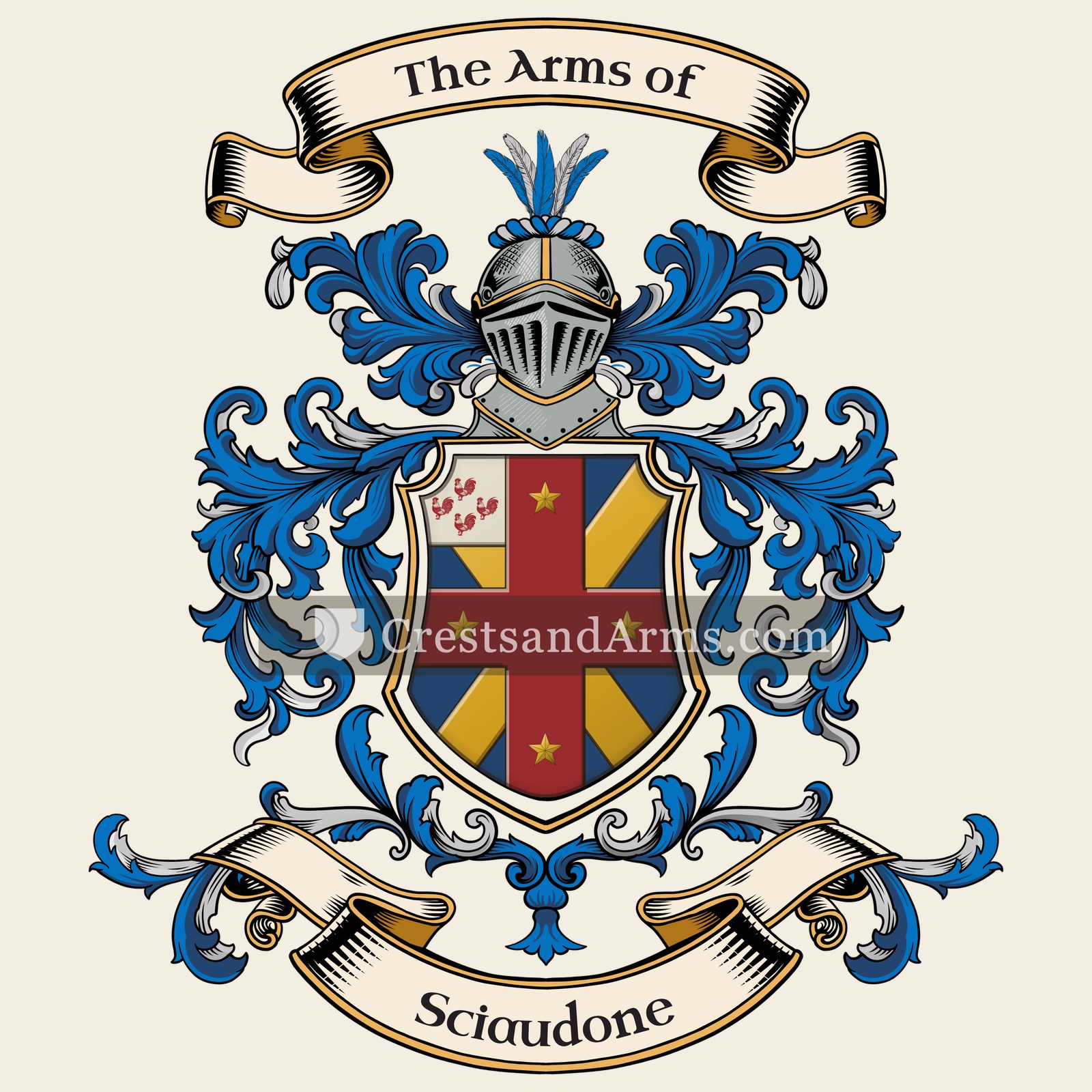 The Sciaudone coat of arms, drawn from the recorded blazon