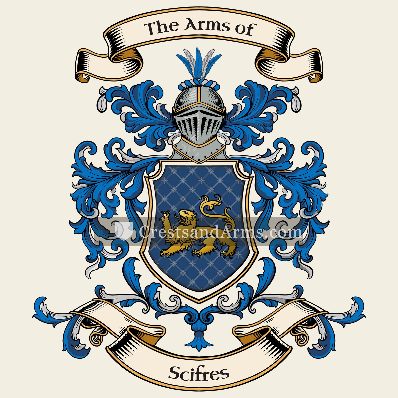 The Scifres coat of arms, drawn from the recorded blazon