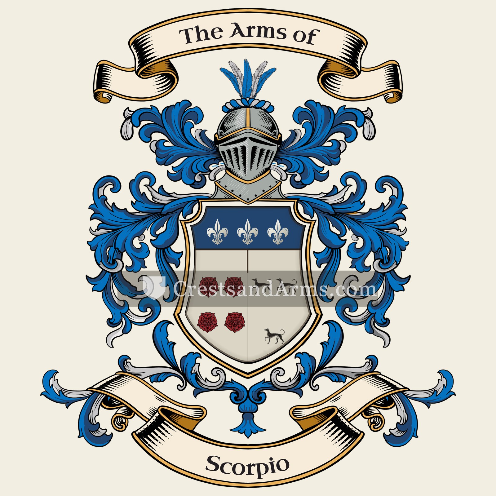 The Scorpio coat of arms, drawn from the recorded blazon