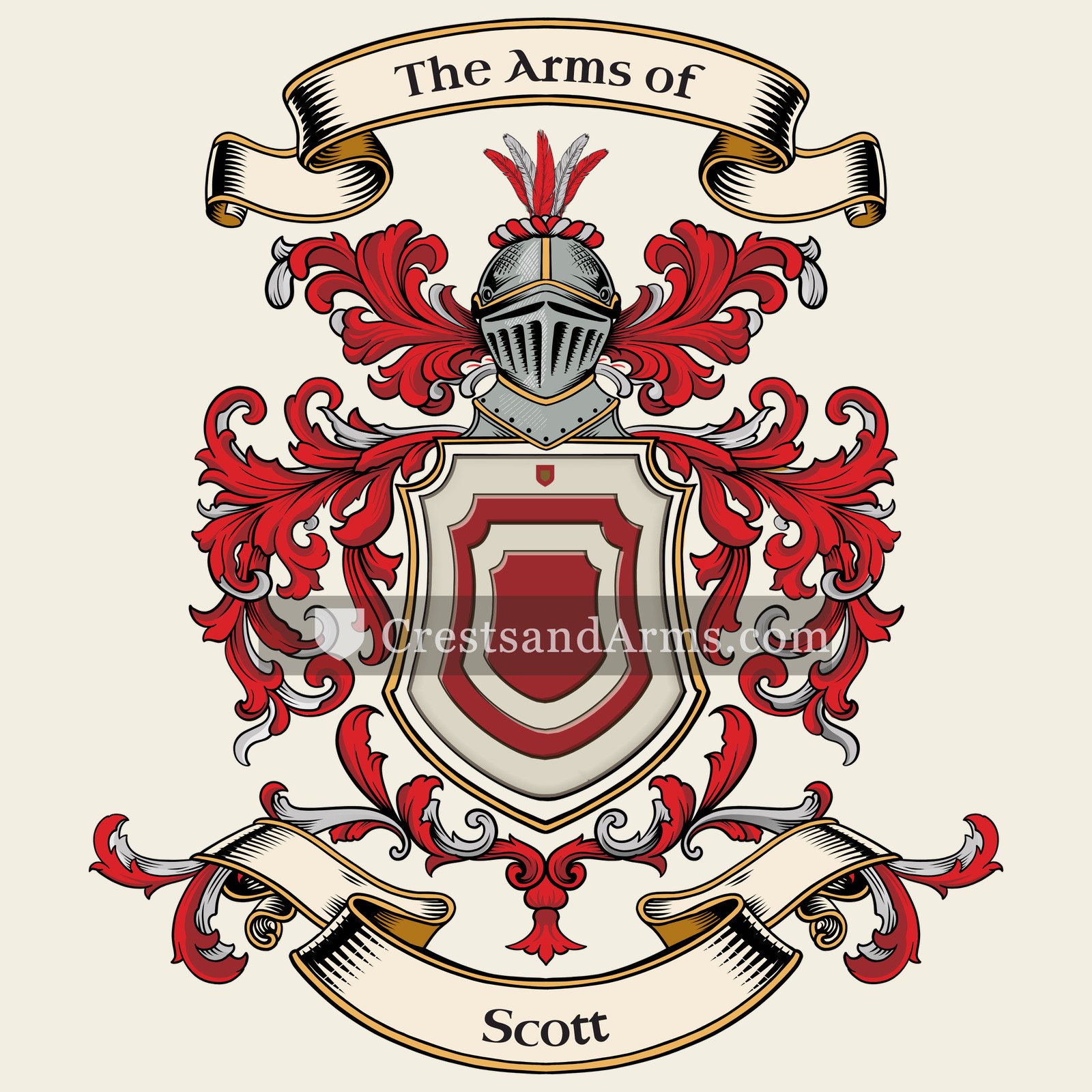 The Scott coat of arms, drawn from the recorded blazon