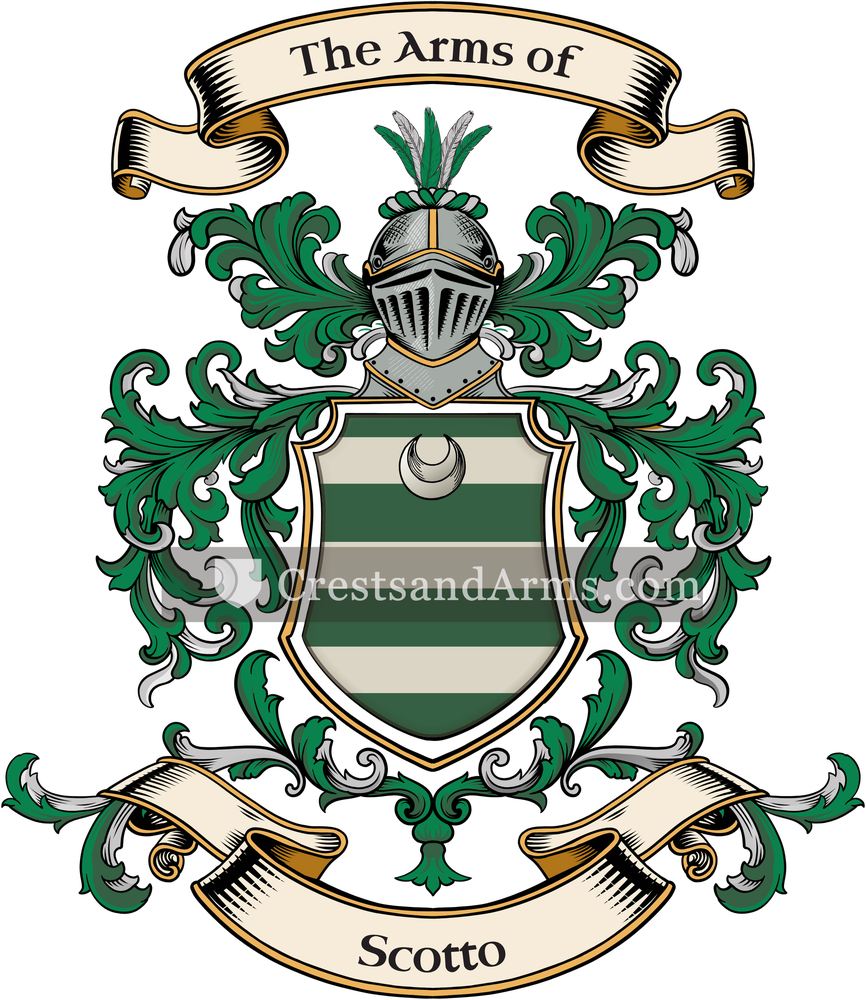 The Scotto coat of arms, drawn from the recorded blazon