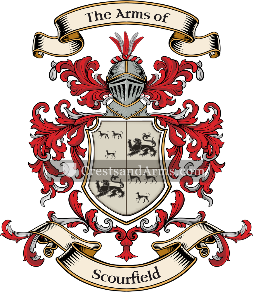 The Scourfield coat of arms, drawn from the recorded blazon
