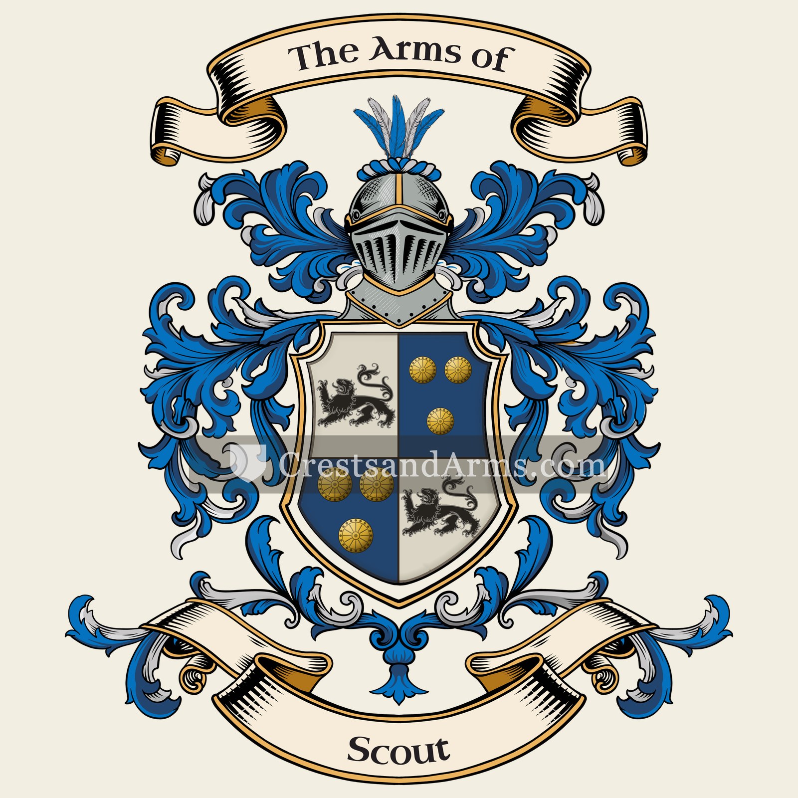 The Scout coat of arms, drawn from the recorded blazon