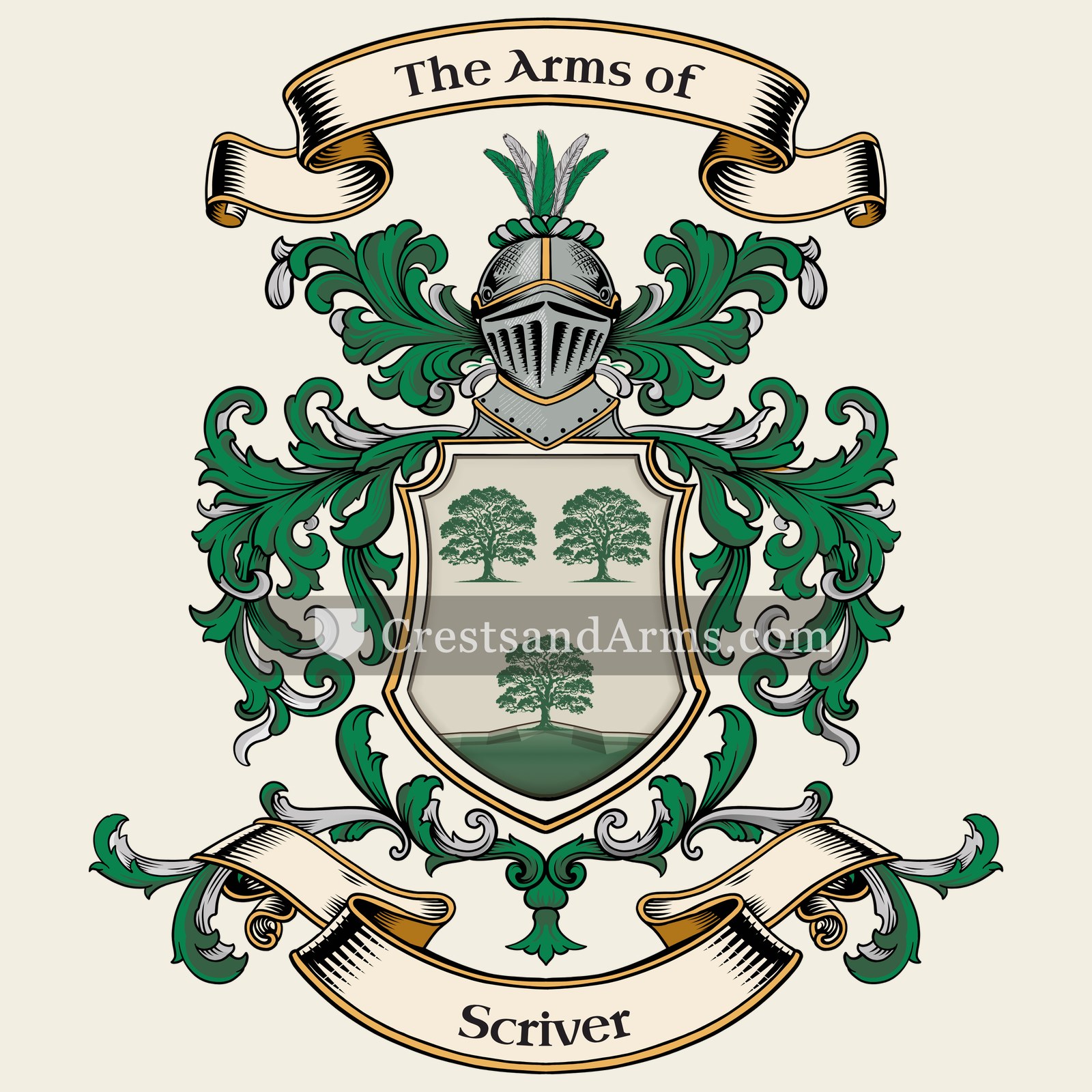 The Scriver coat of arms, drawn from the recorded blazon