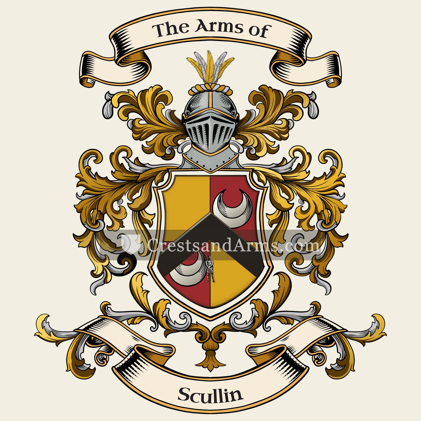 The Scullin coat of arms, drawn from the recorded blazon