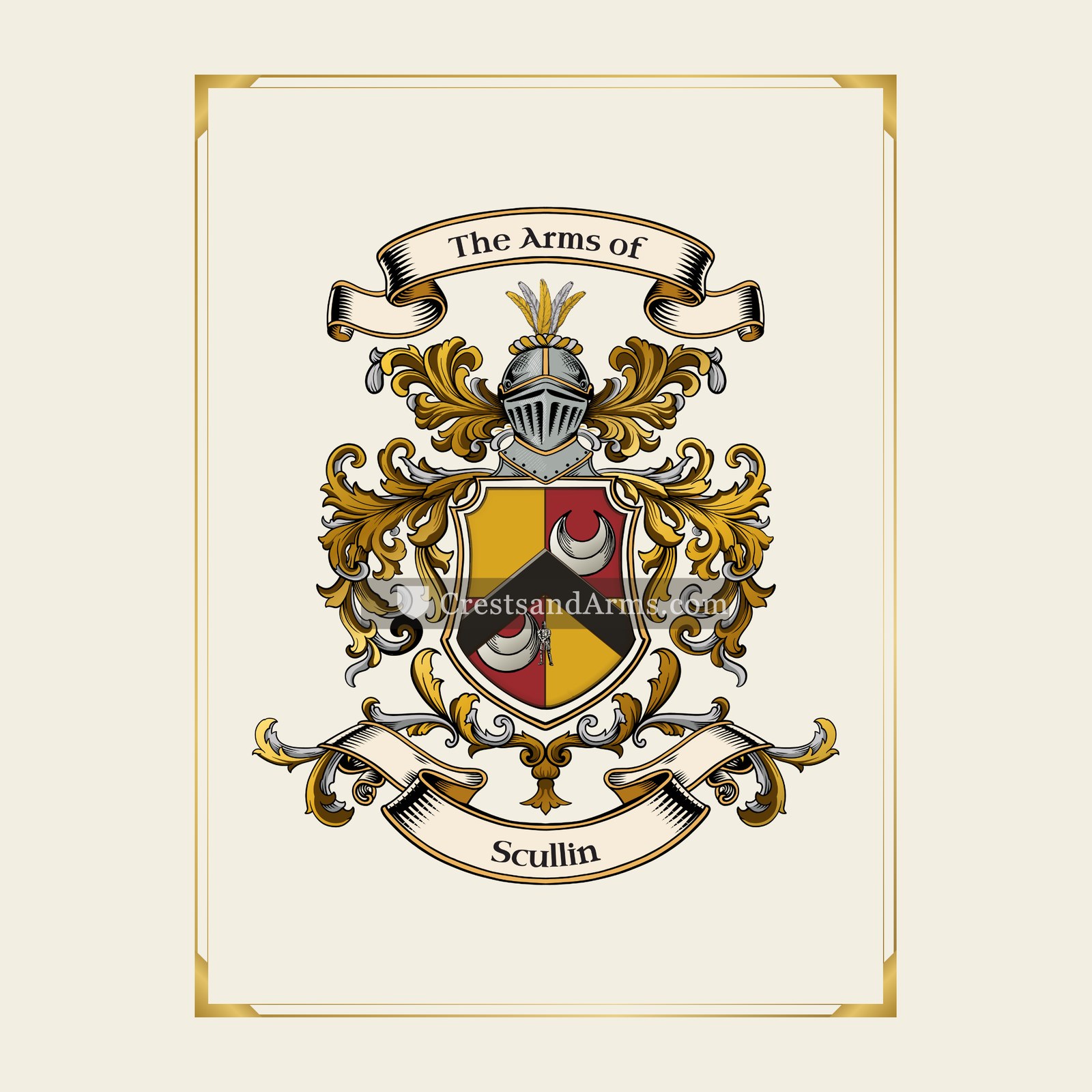 With gold border