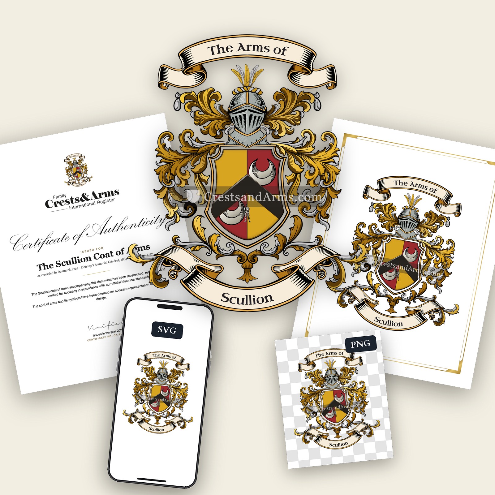 The Scullion arms on the coat of arms — digital pack