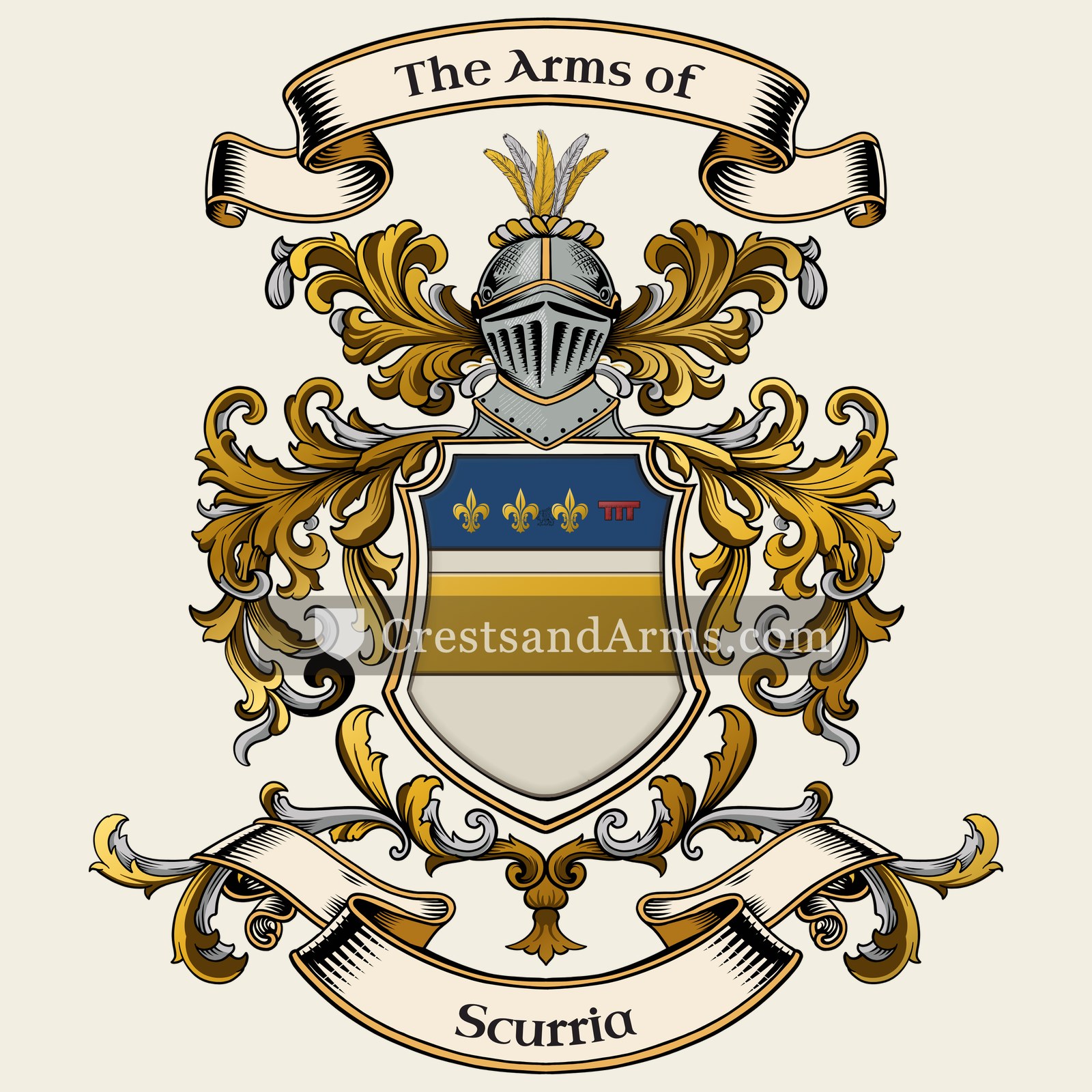 The Scurria coat of arms, drawn from the recorded blazon