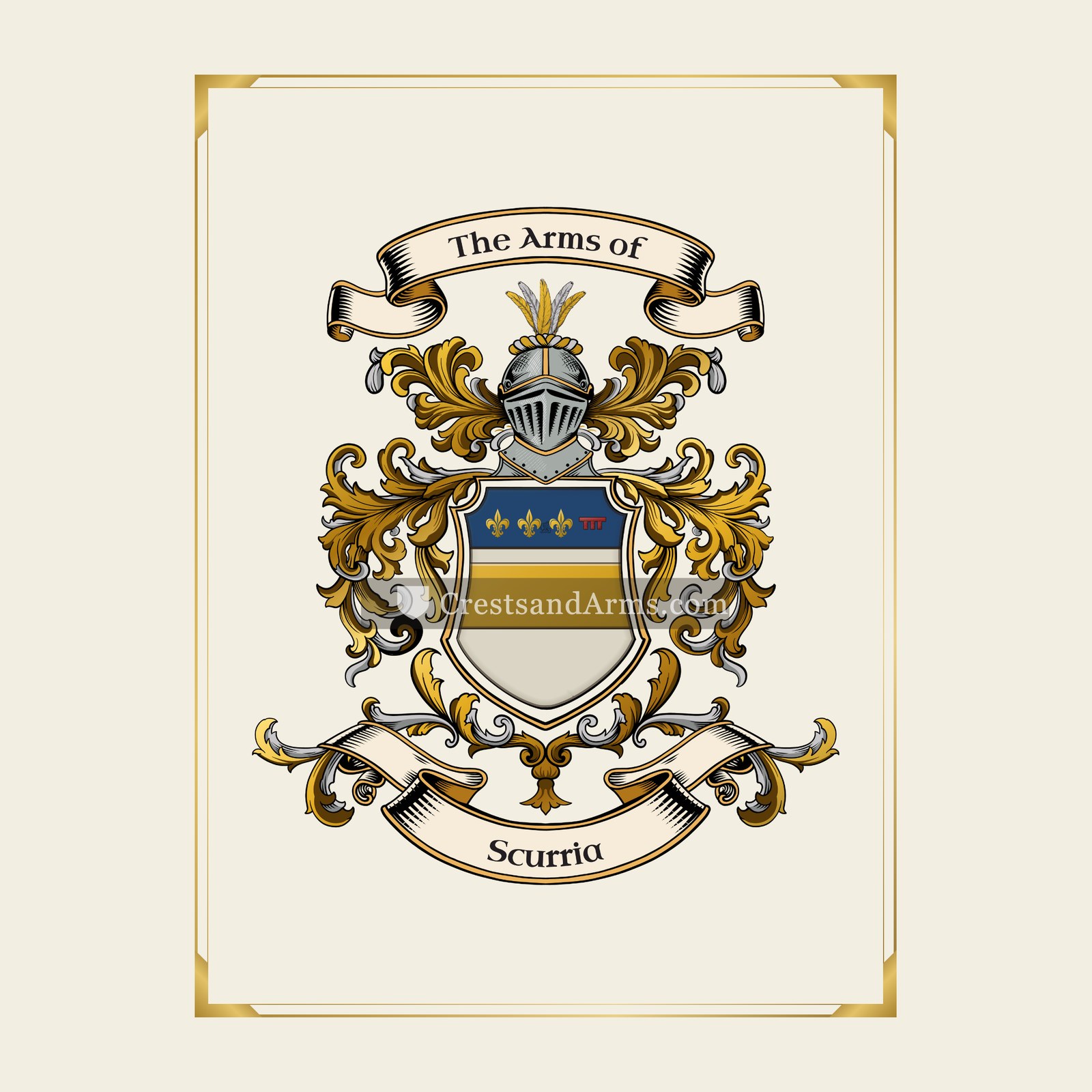 With gold border