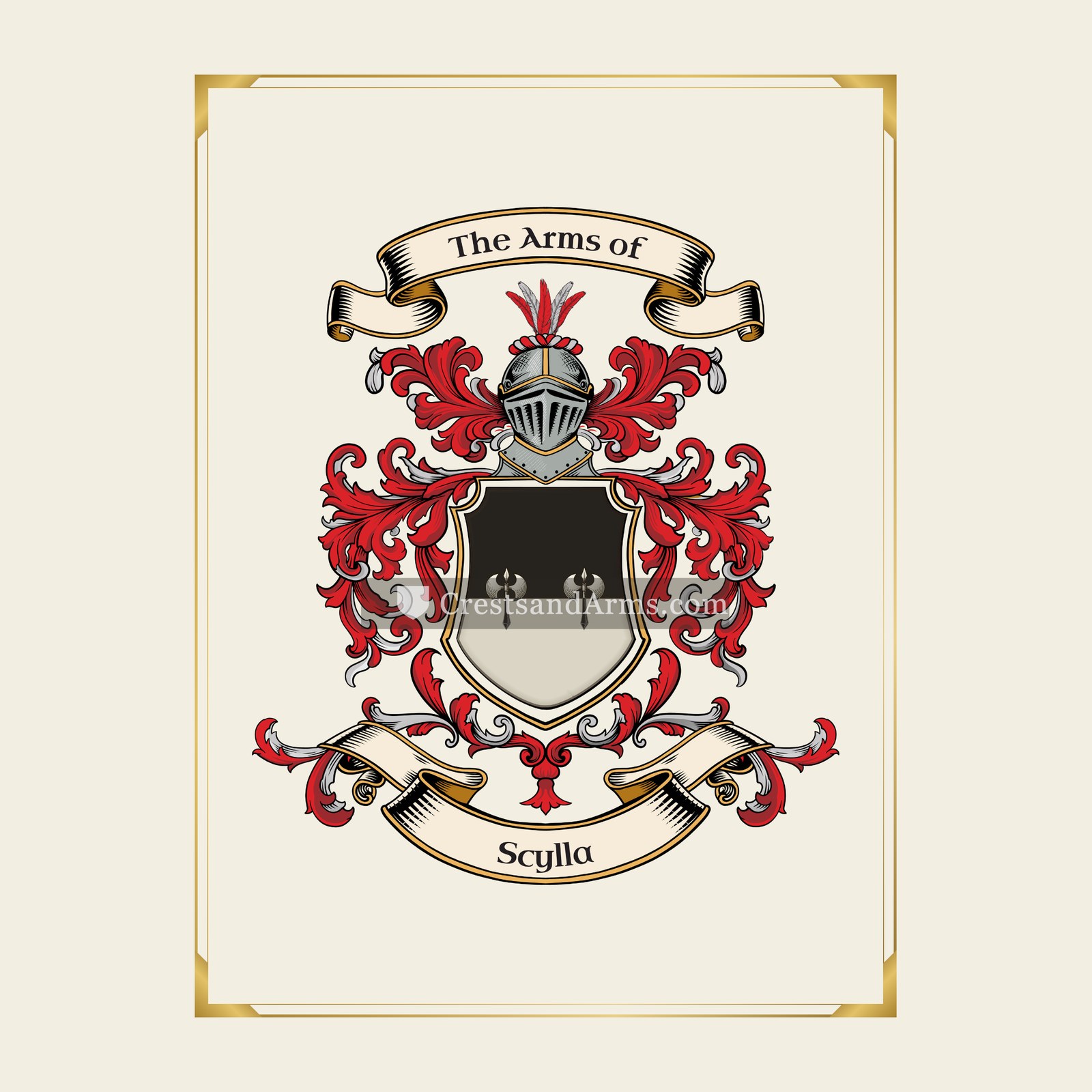 With gold border