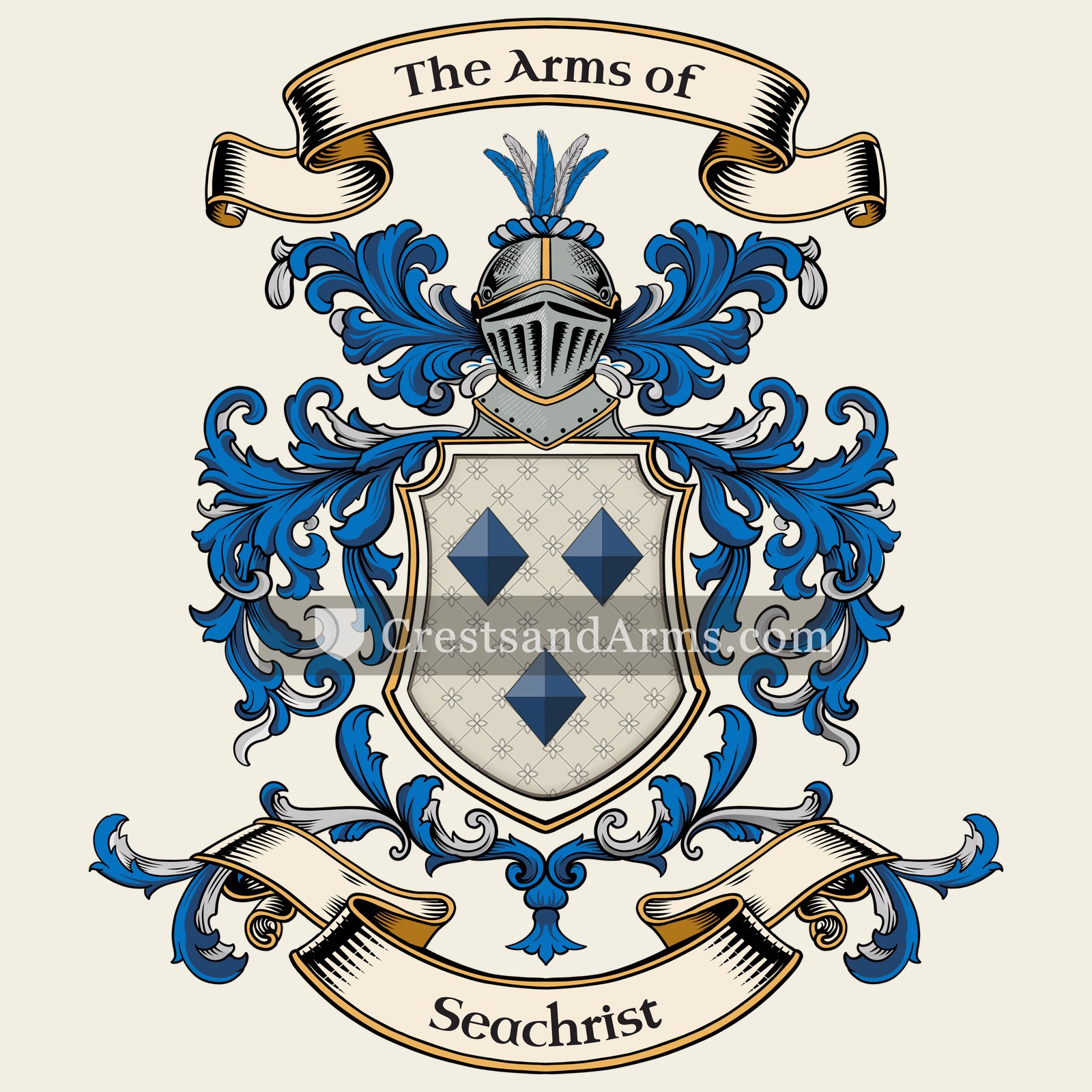 The Seachrist coat of arms, drawn from the recorded blazon