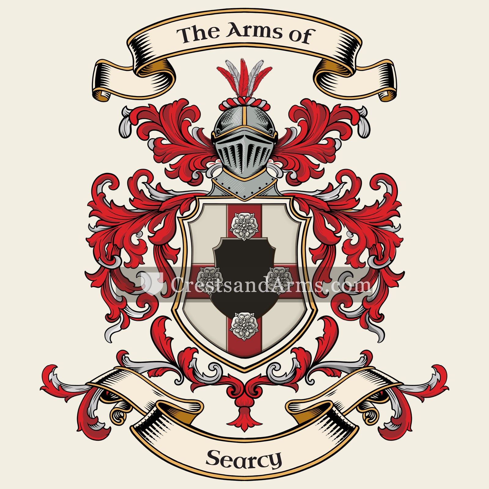 The Searcy coat of arms, drawn from the recorded blazon