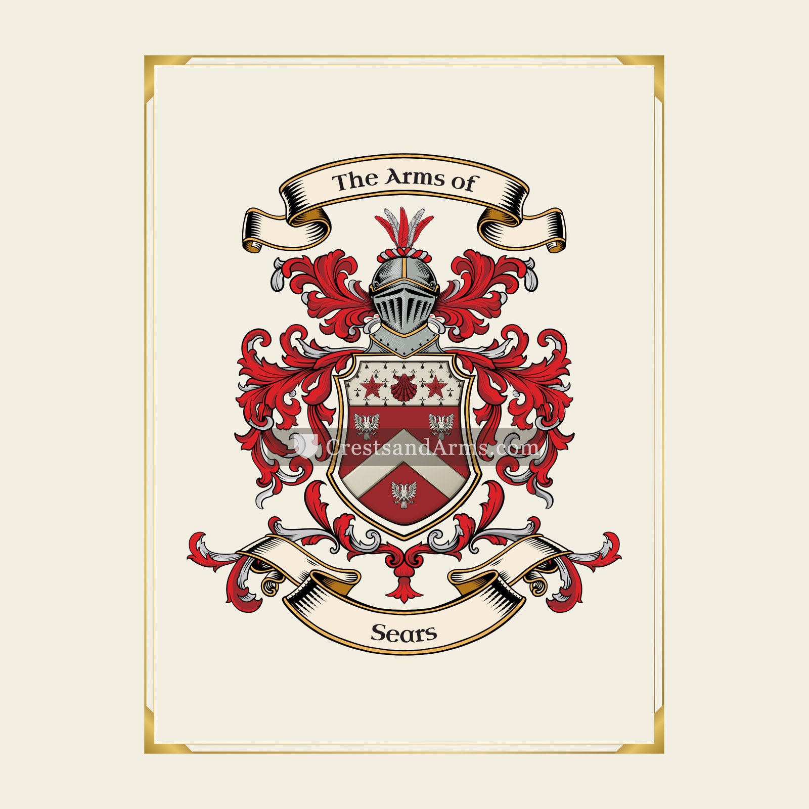 With gold border