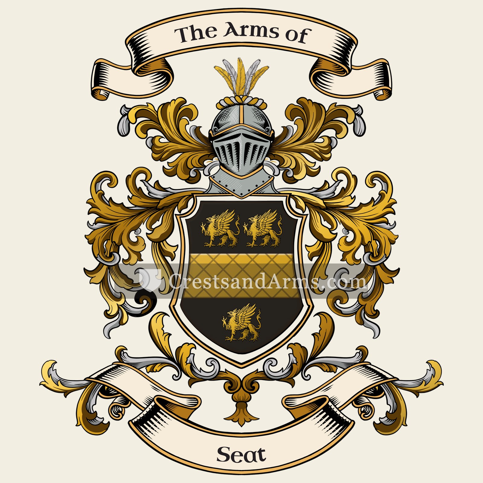 The Seat coat of arms, drawn from the recorded blazon