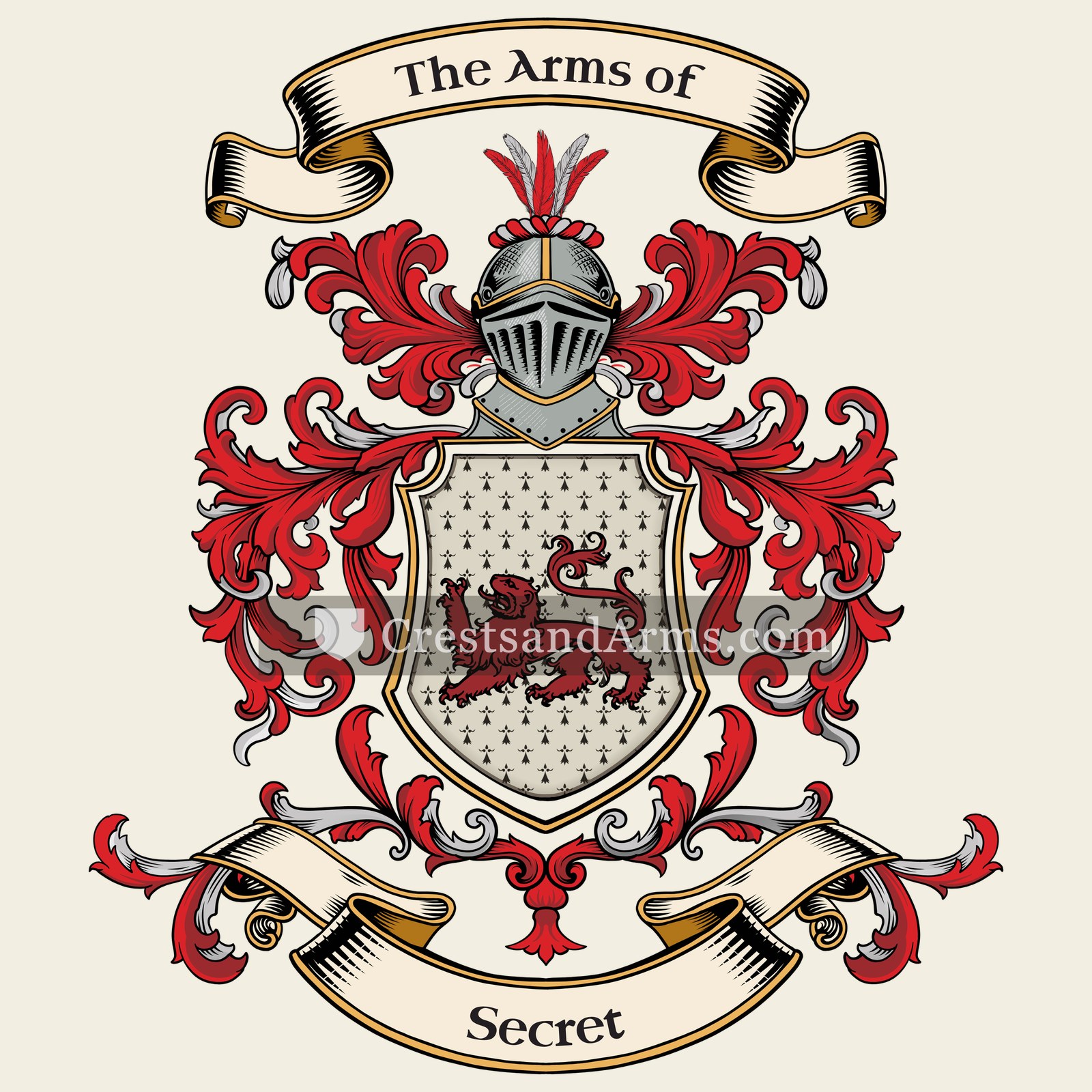 The Secret coat of arms, drawn from the recorded blazon