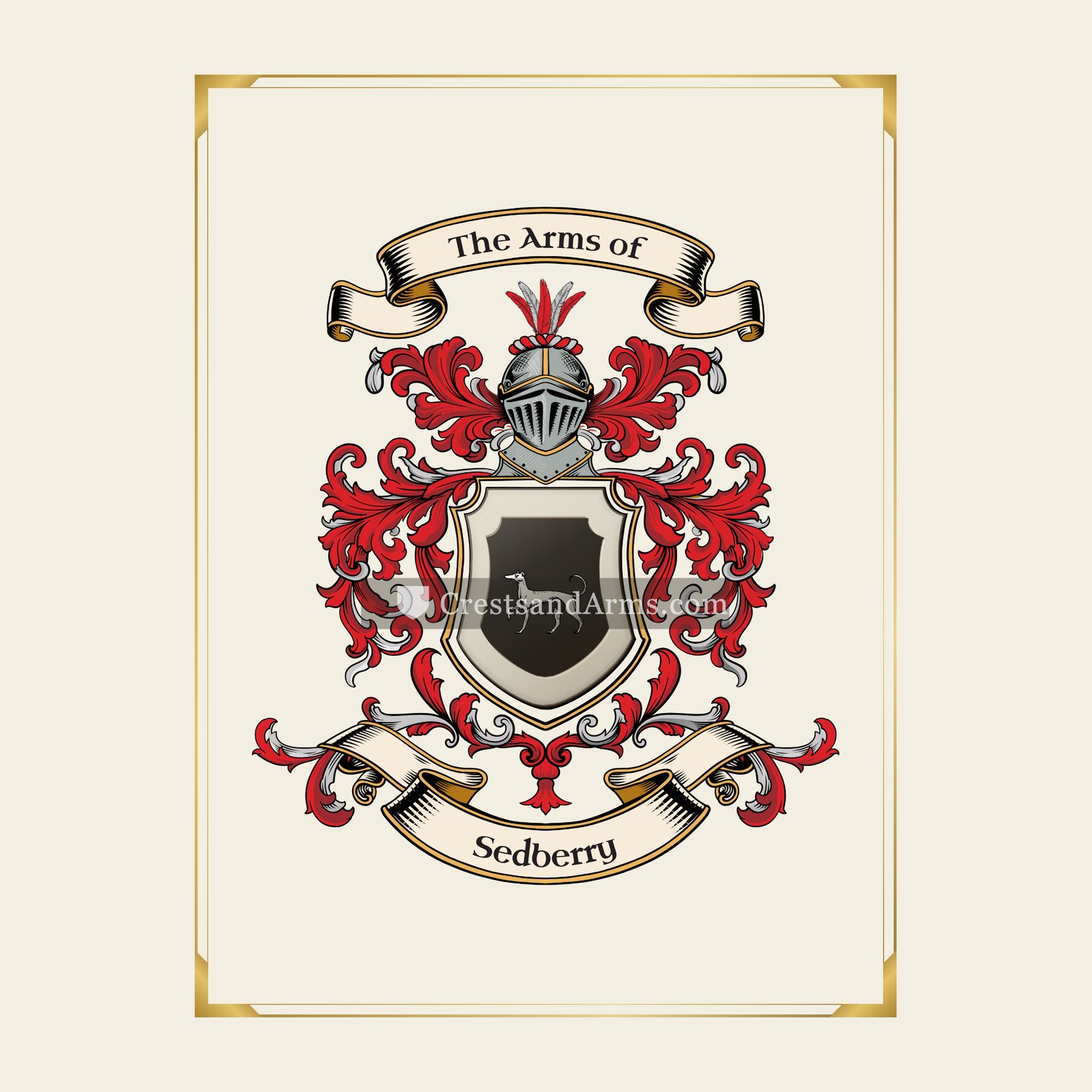 With gold border