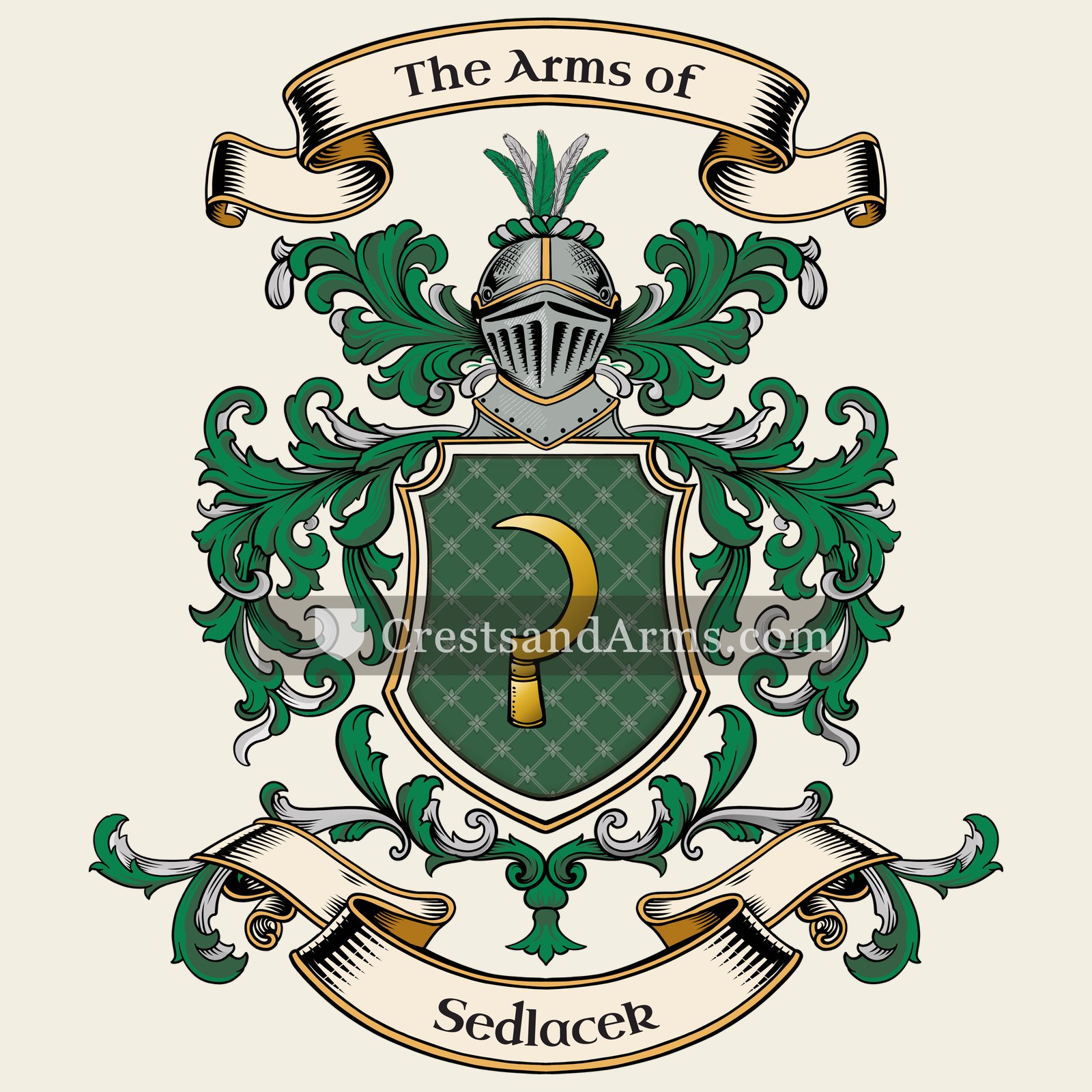 The Sedlacek coat of arms, drawn from the recorded blazon