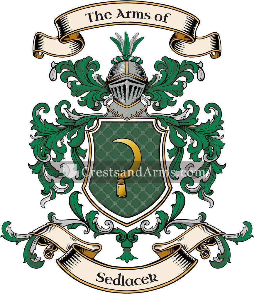 The Sedlacek coat of arms, drawn from the recorded blazon
