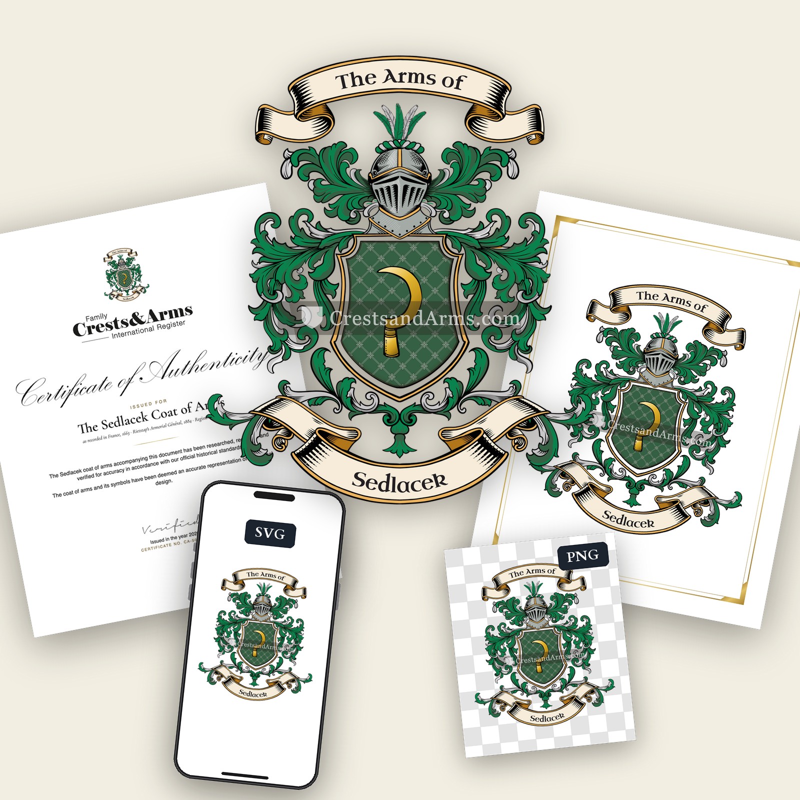 The Sedlacek arms on the coat of arms — digital pack