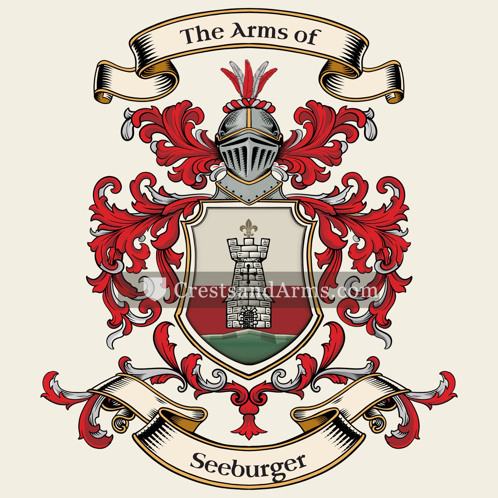 The Seeburger coat of arms, drawn from the recorded blazon