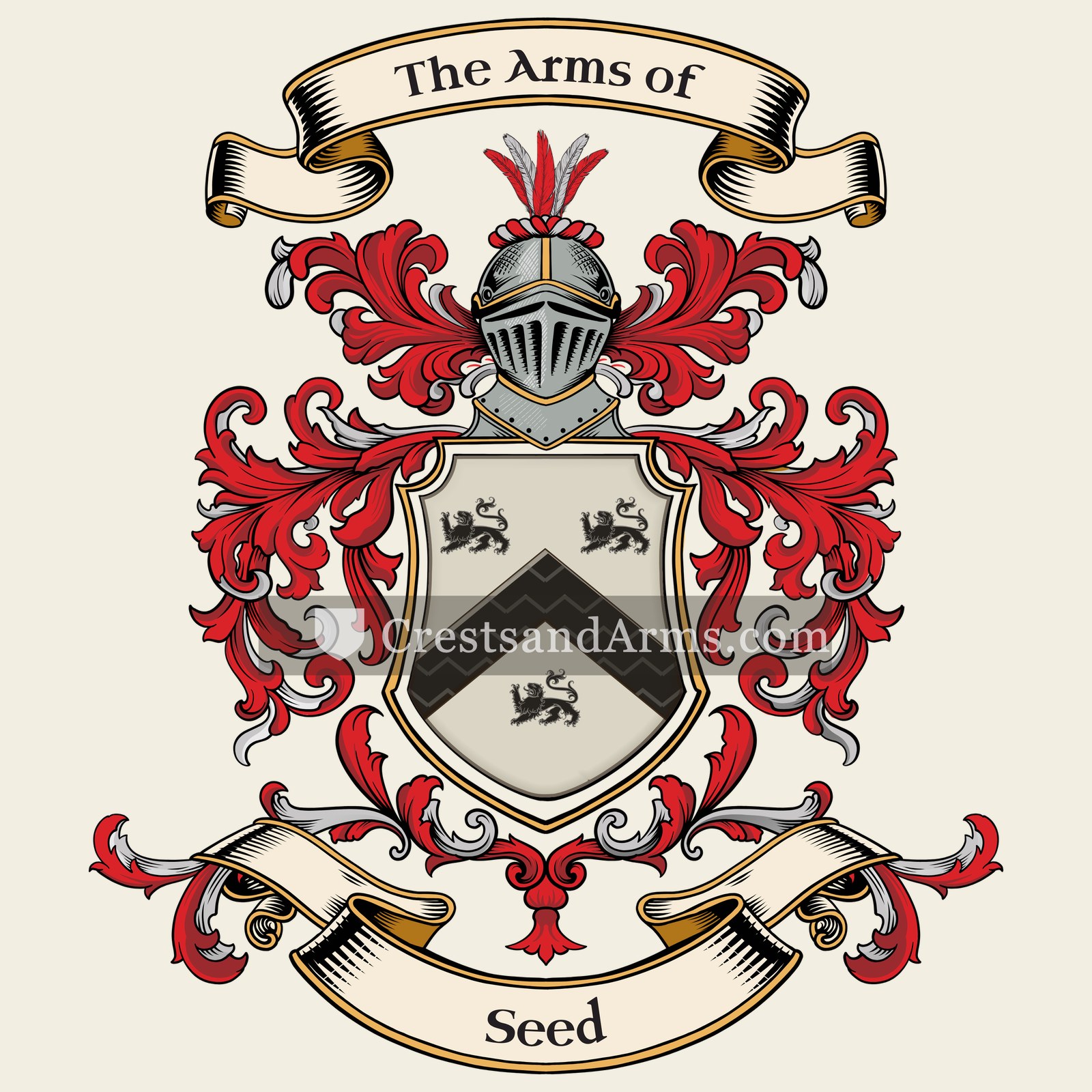 The Seed coat of arms, drawn from the recorded blazon