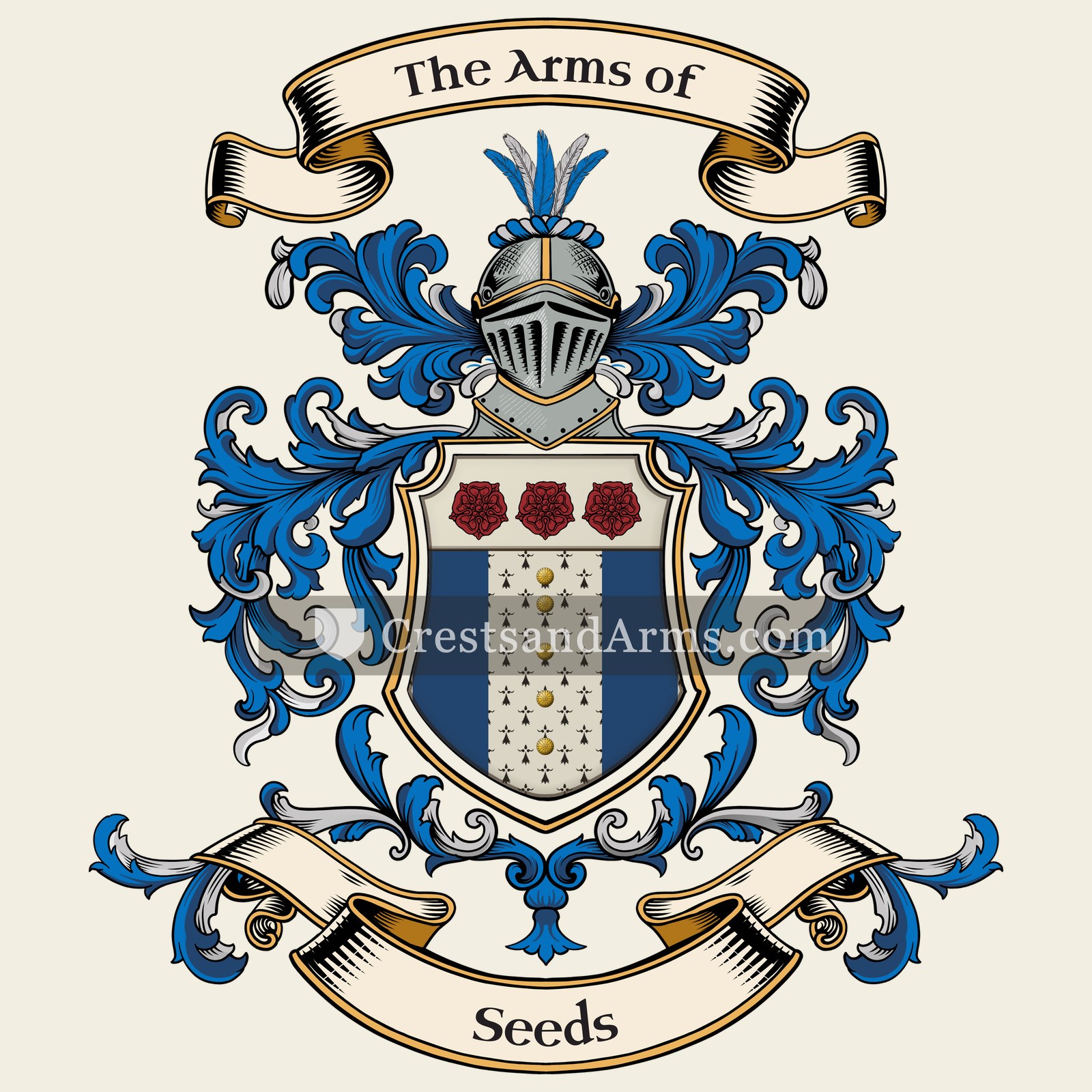 The Seeds coat of arms, drawn from the recorded blazon
