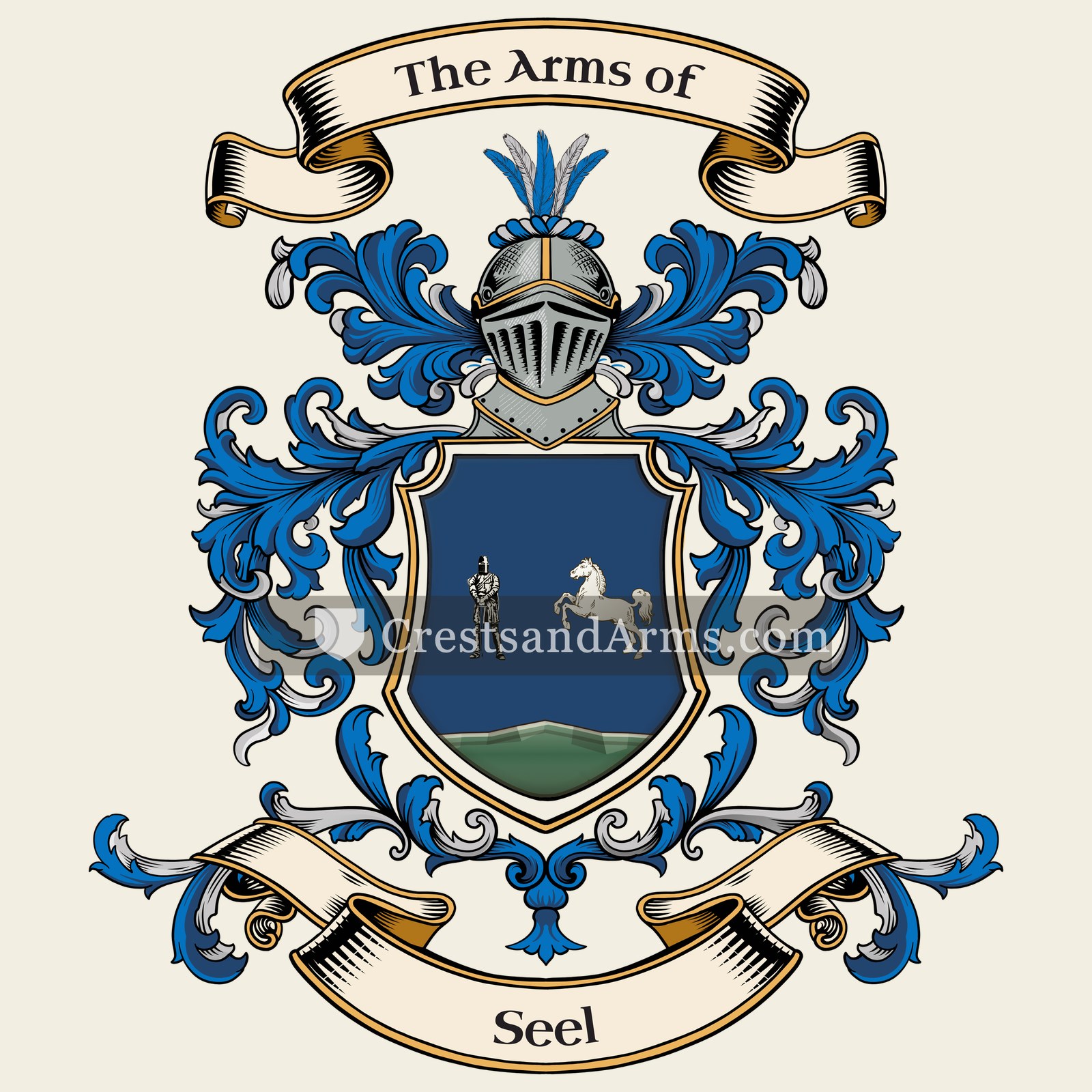 The Seel coat of arms, drawn from the recorded blazon