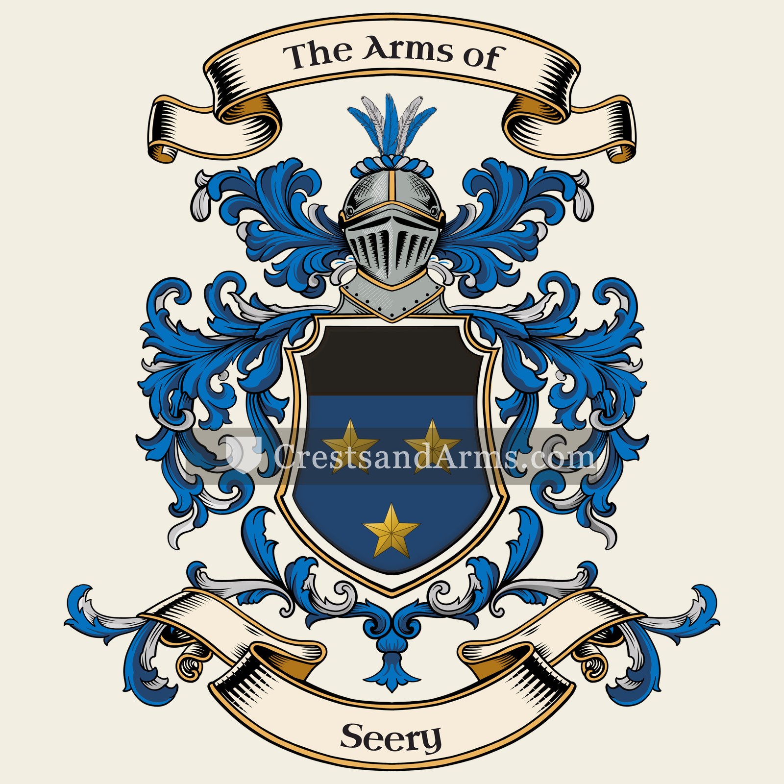 The Seery coat of arms, drawn from the recorded blazon