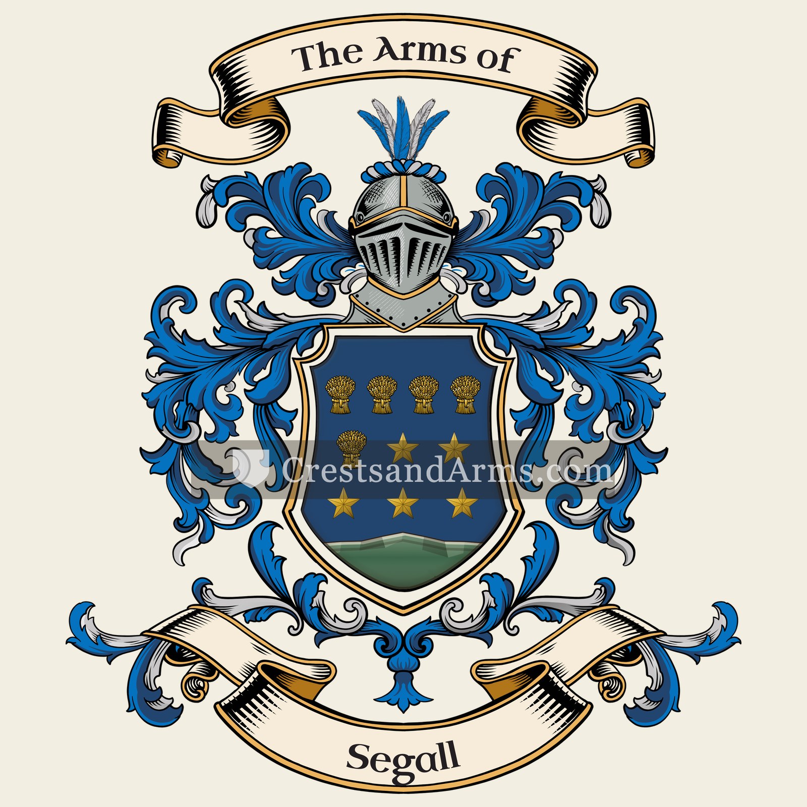 The Segall coat of arms, drawn from the recorded blazon