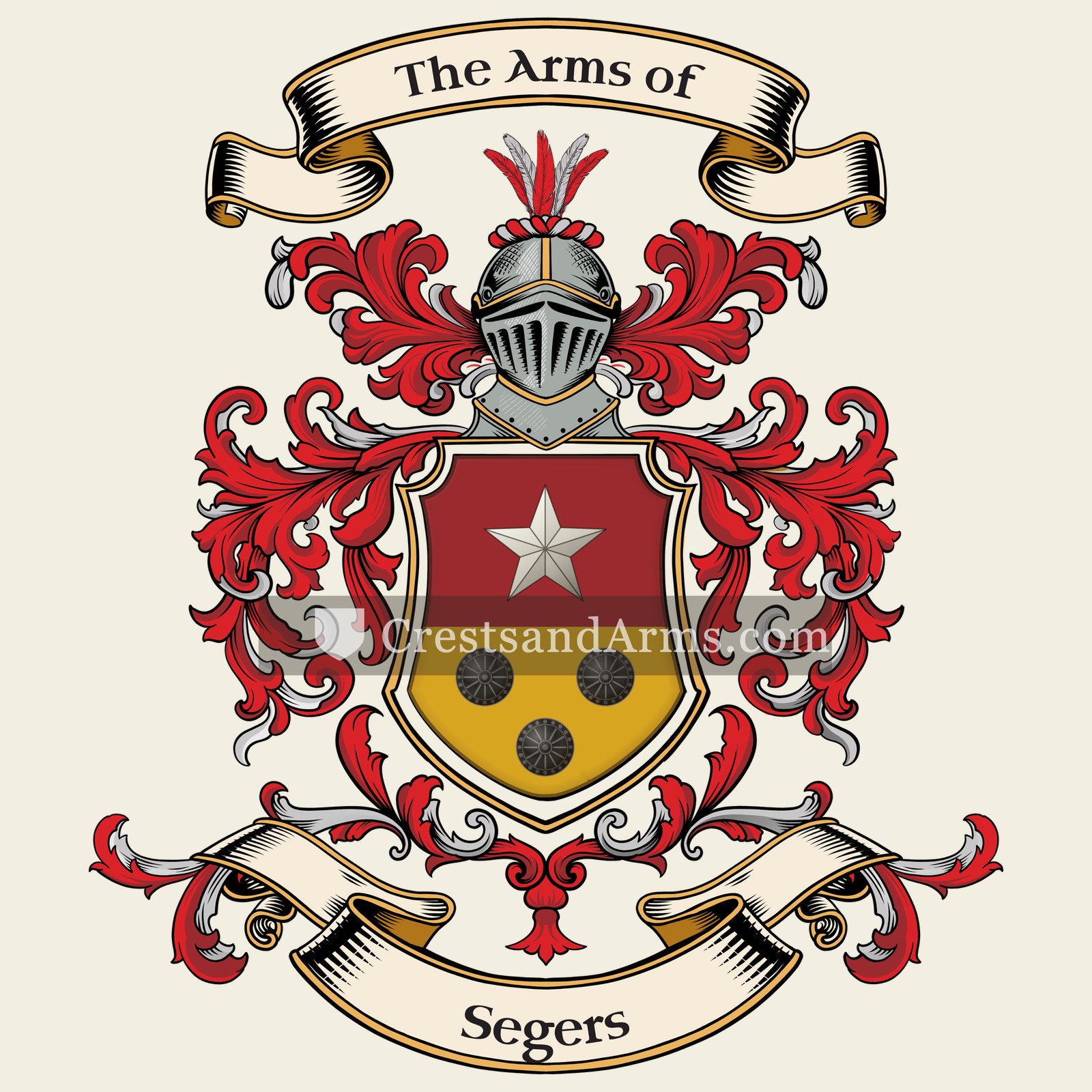 The Segers coat of arms, drawn from the recorded blazon