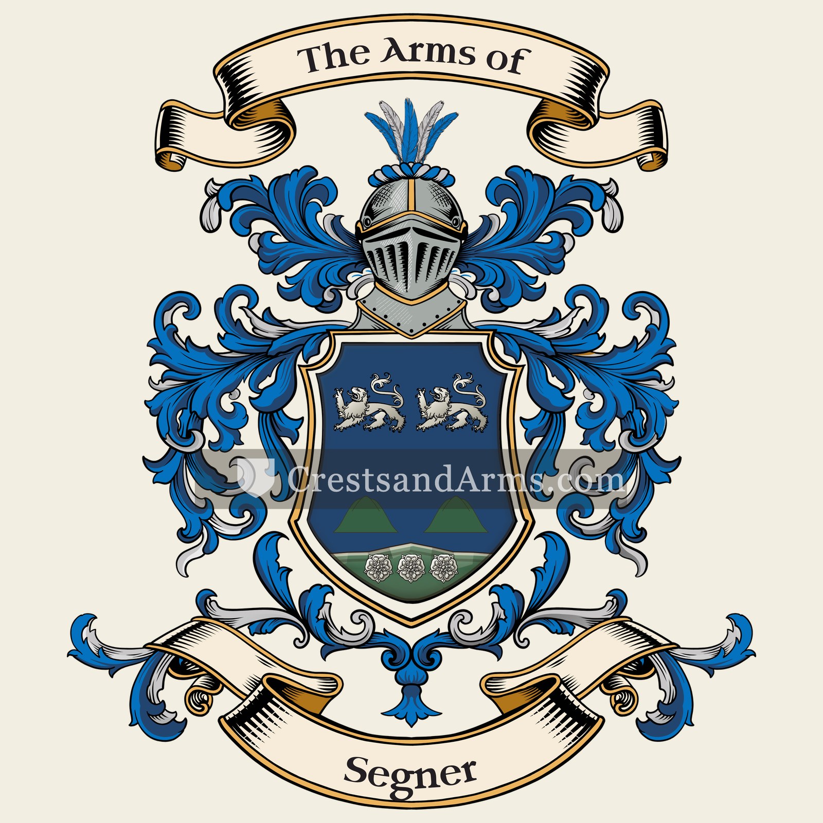 The Segner coat of arms, drawn from the recorded blazon