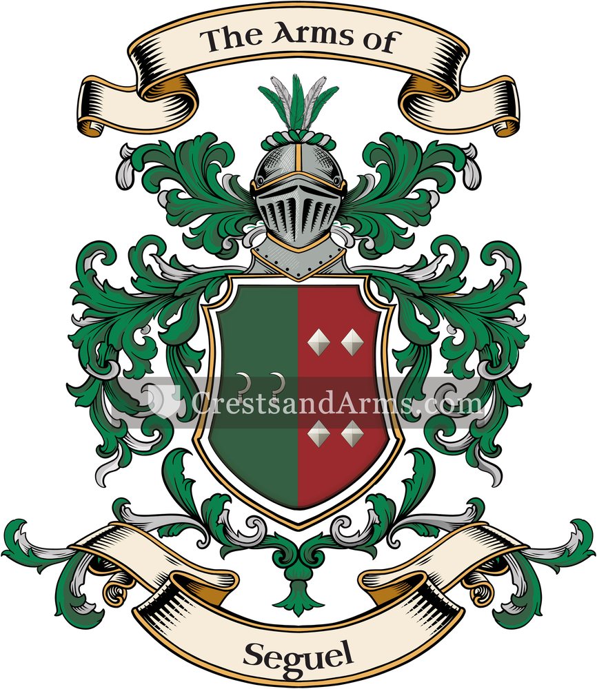 The Seguel coat of arms, drawn from the recorded blazon