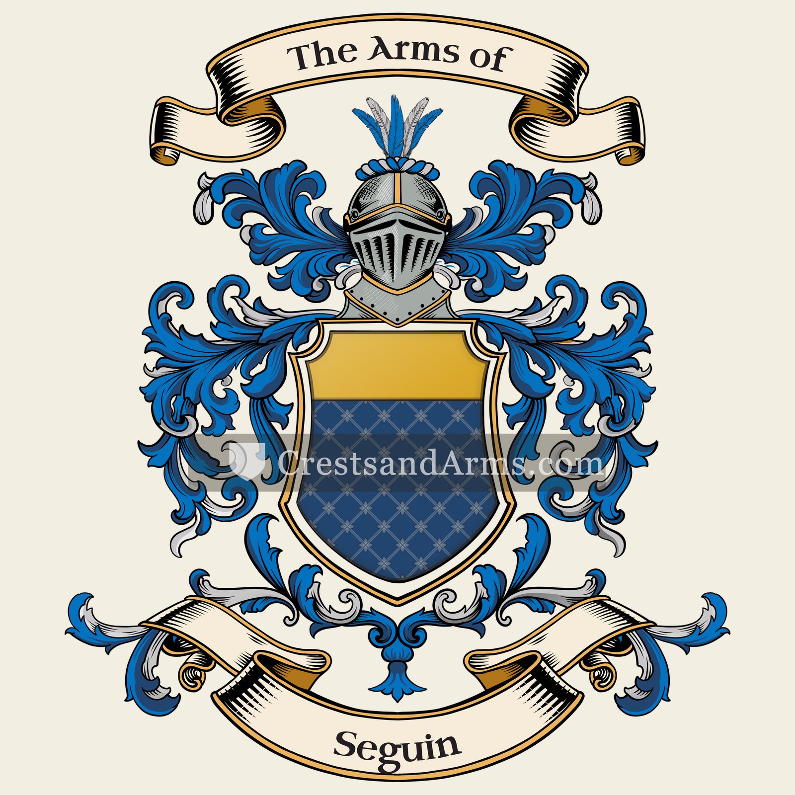 The Seguin coat of arms, drawn from the recorded blazon