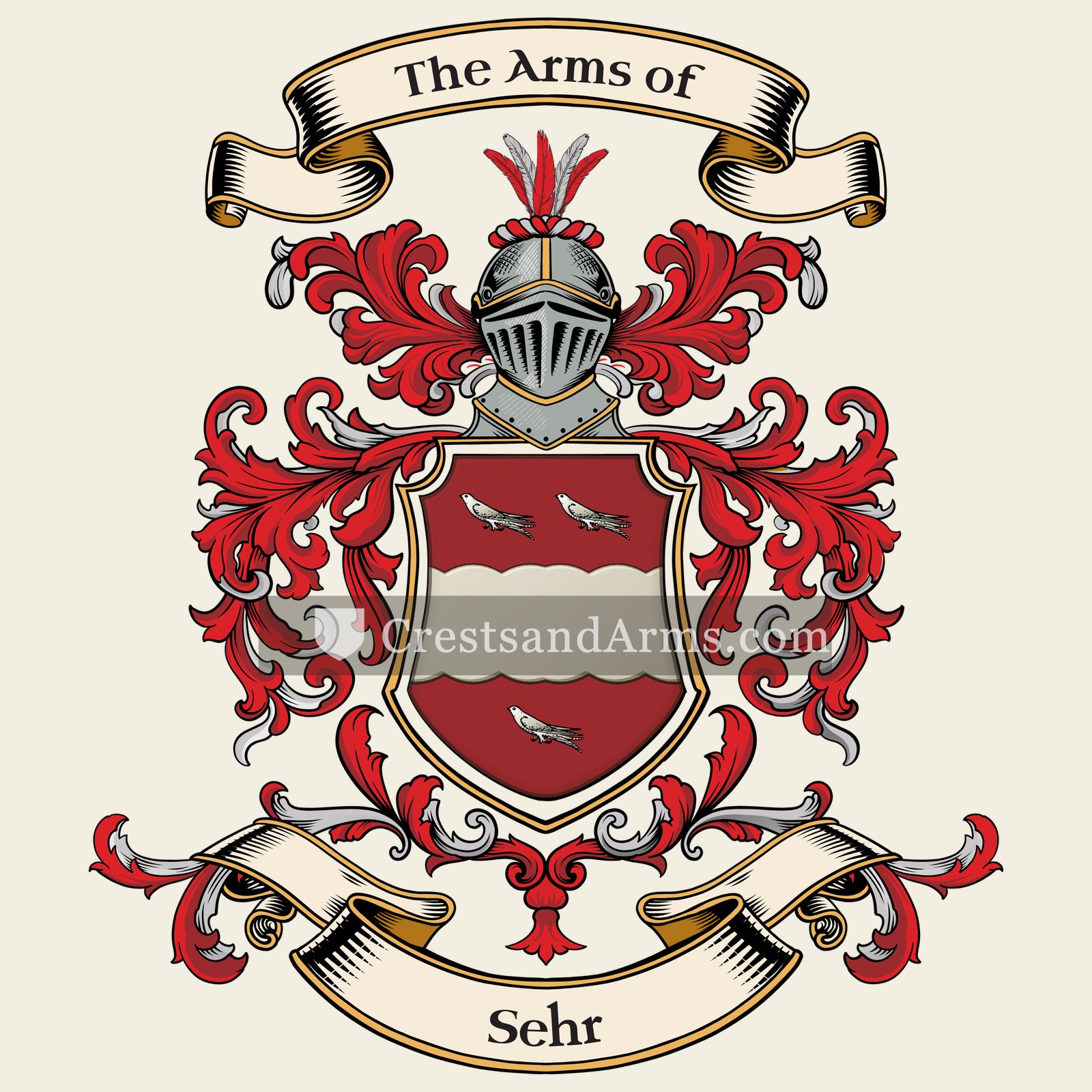 The Sehr coat of arms, drawn from the recorded blazon