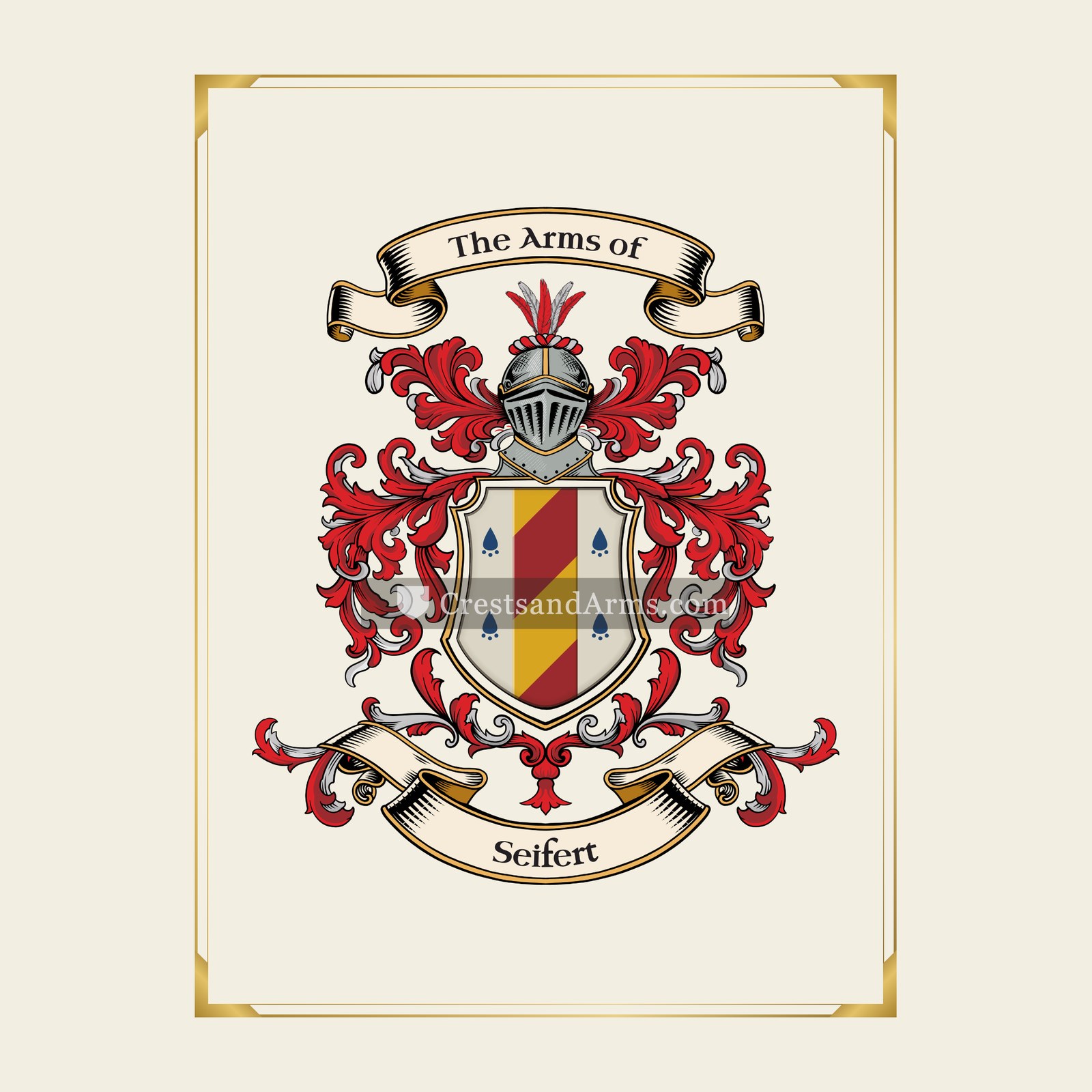 With gold border