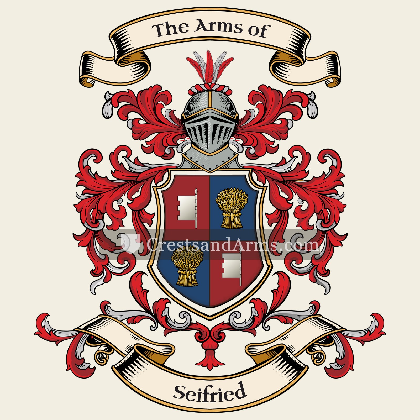 The Seifried coat of arms, drawn from the recorded blazon