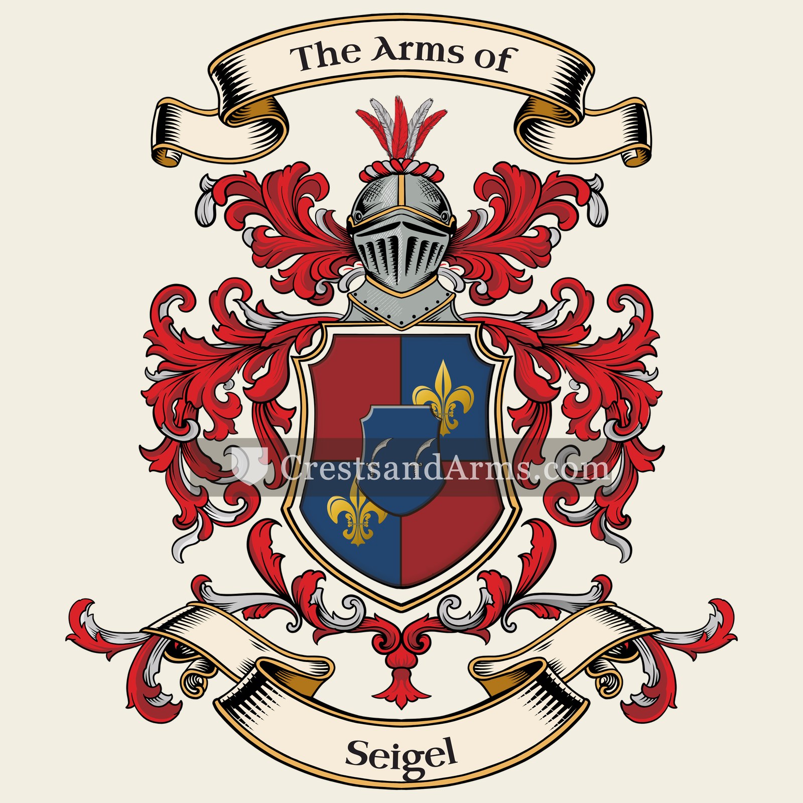 The Seigel coat of arms, drawn from the recorded blazon