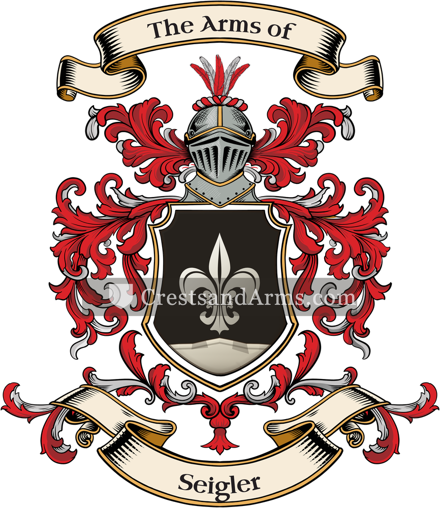 The Seigler coat of arms, drawn from the recorded blazon