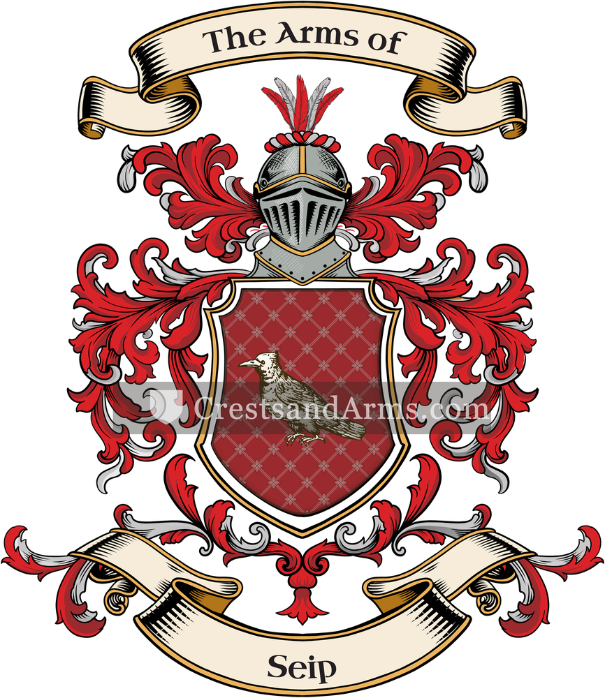 The Seip coat of arms, drawn from the recorded blazon